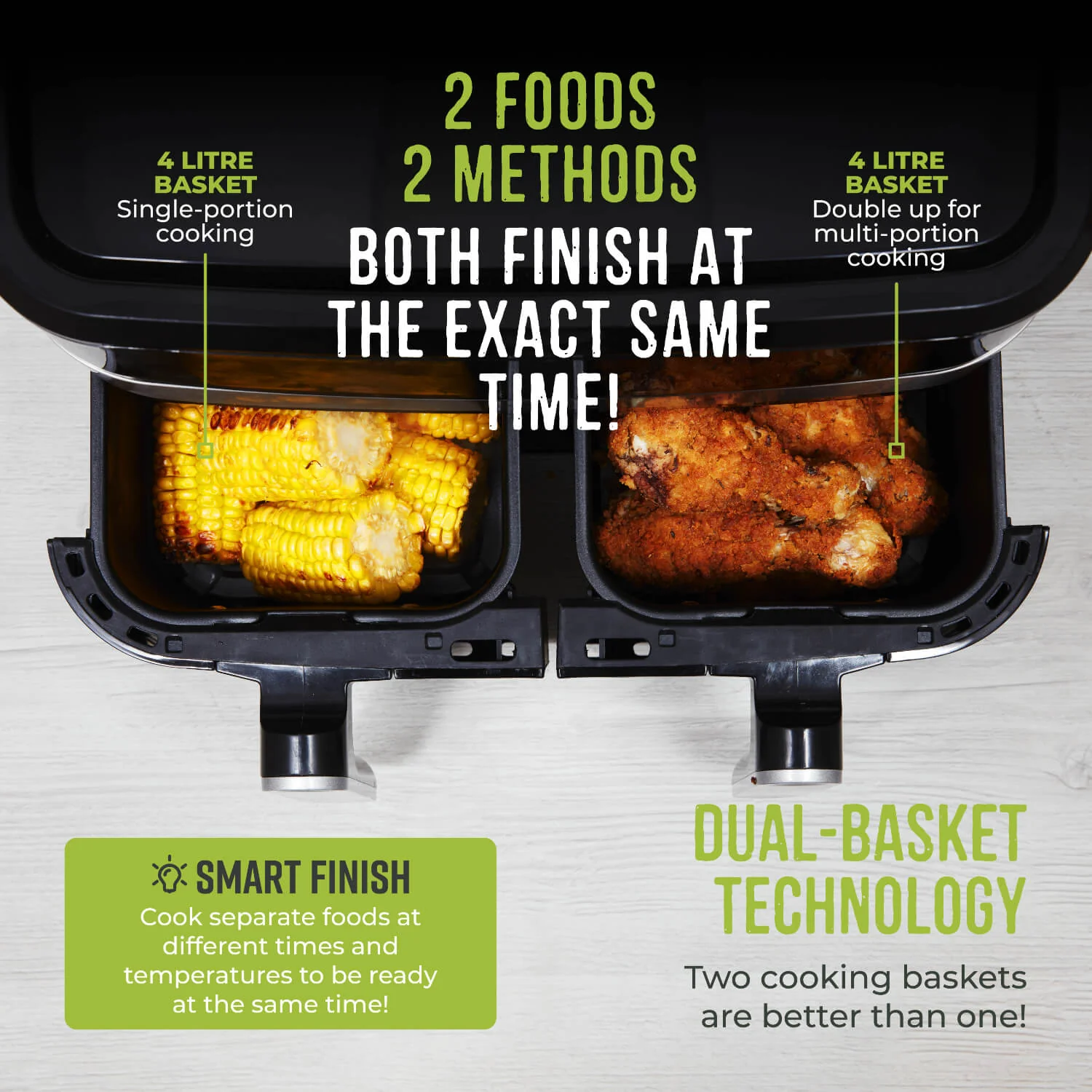 Tower T17151 Vortx 8L Vizion Dual Basket Digital Air Fryer - Black - Image 6