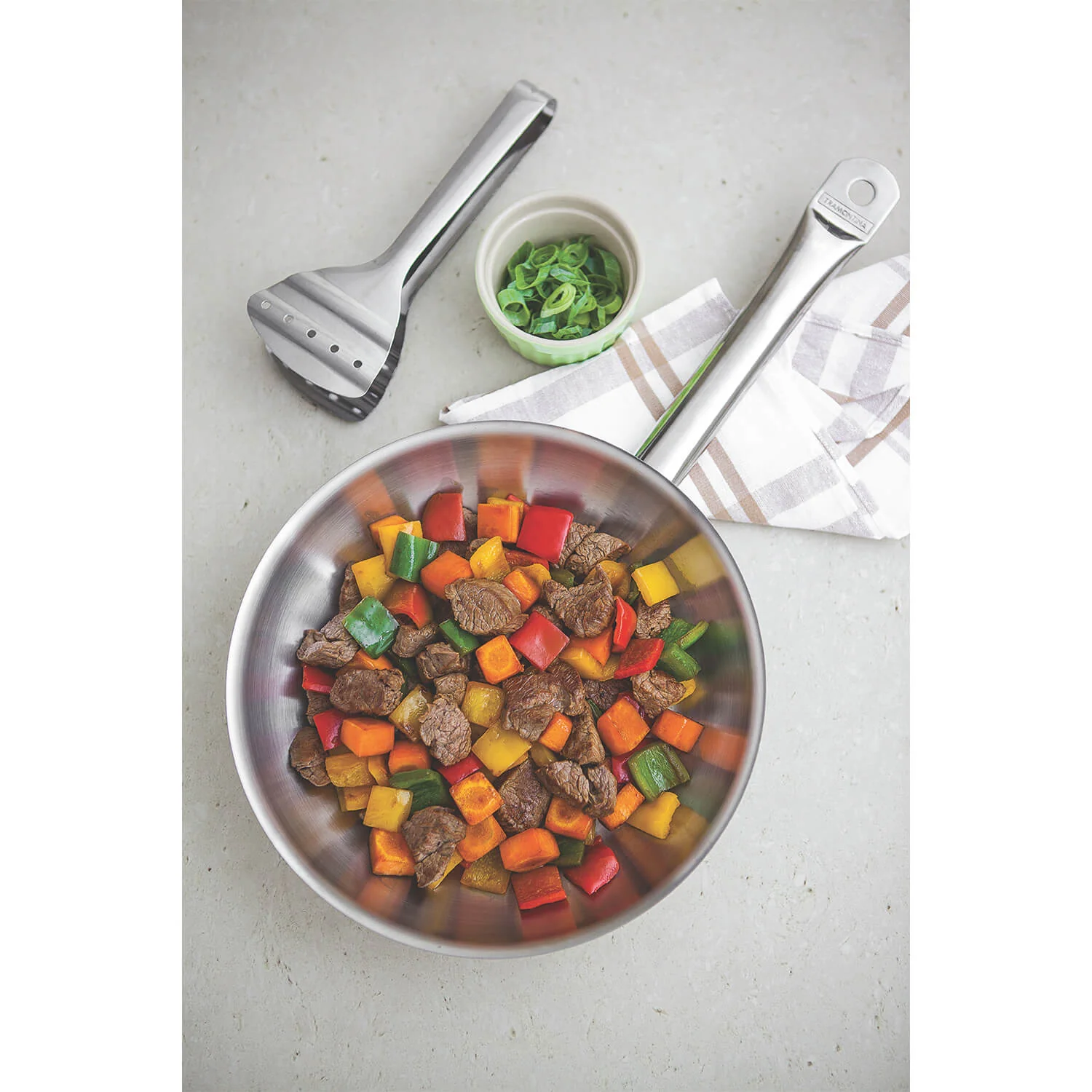 Tramontina 22cm Professional Stainless Steel Frying Pan - Image 2