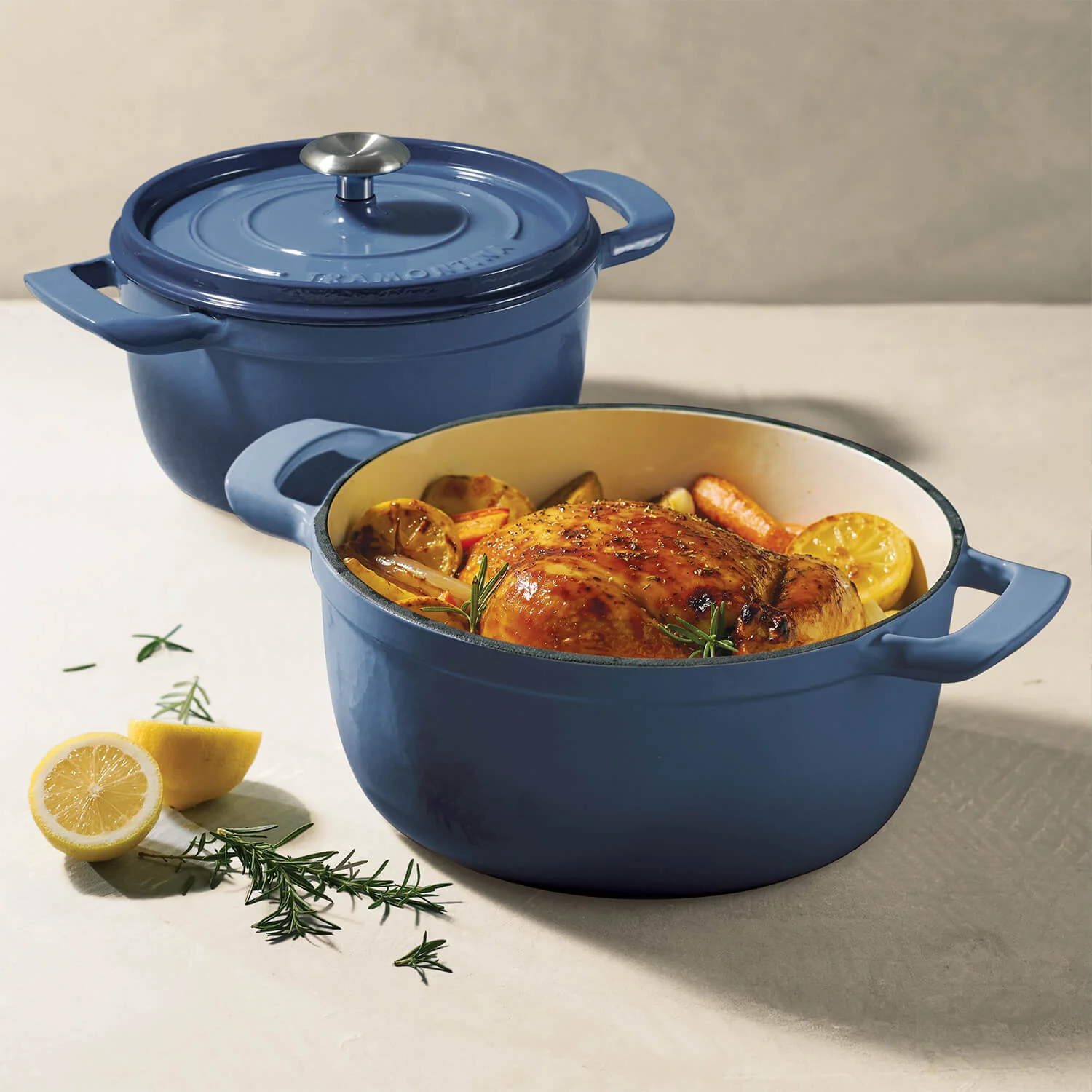 Tramontina 26cm Enamelled Cast Iron Round Casserole - Blue - Image 10