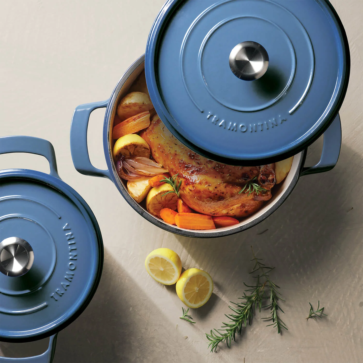 Tramontina 26cm Enamelled Cast Iron Round Casserole - Blue - Image 11