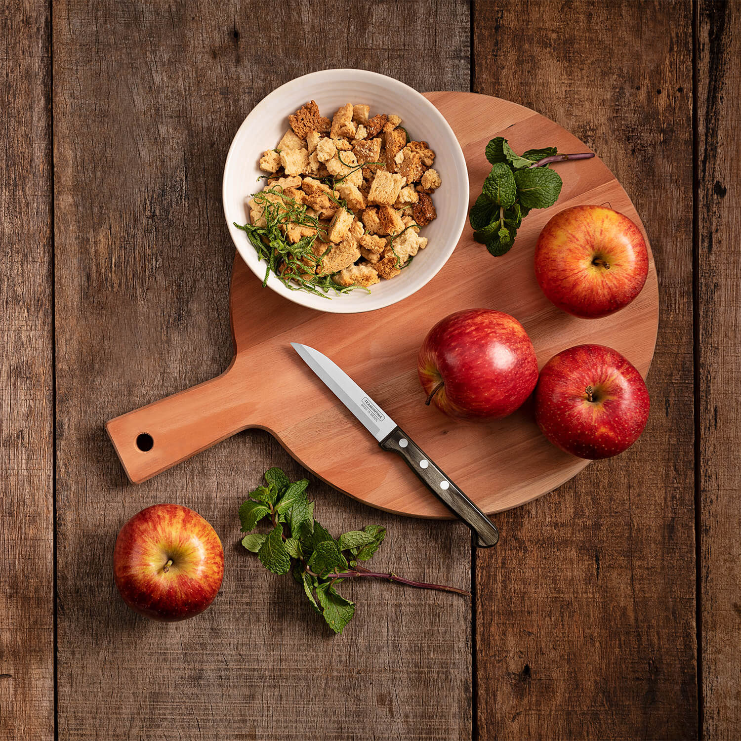 Tramontina 3-Piece Kitchen Knife Set with Wooden Handles - Image 4