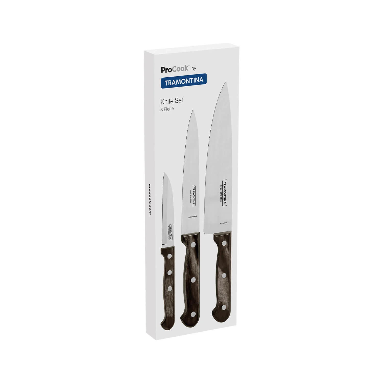 Tramontina 3-Piece Kitchen Knife Set with Wooden Handles - Image 6