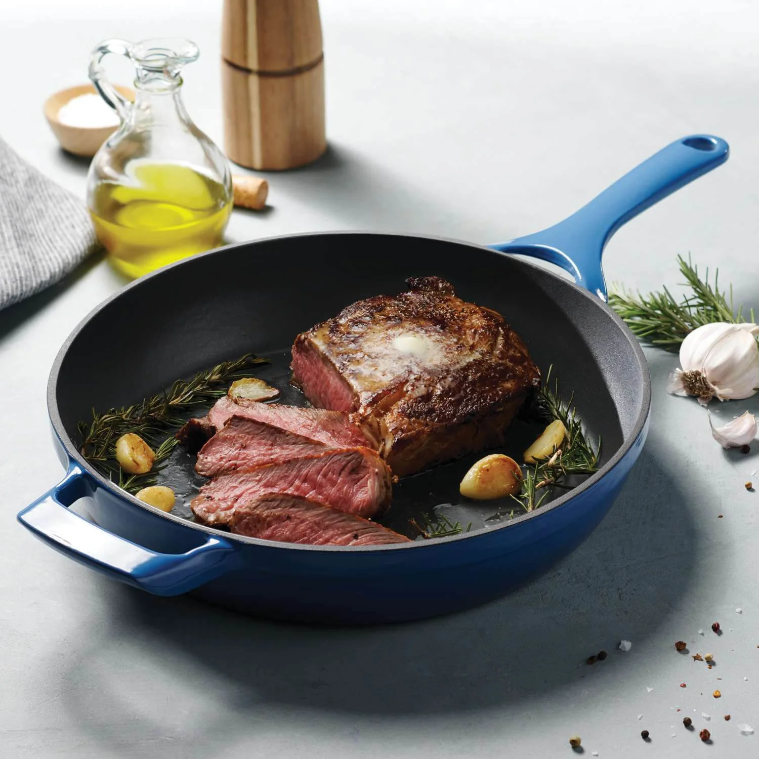 Tramontina 30cm Enamelled Cast Iron Skillet - Blue - Image 7