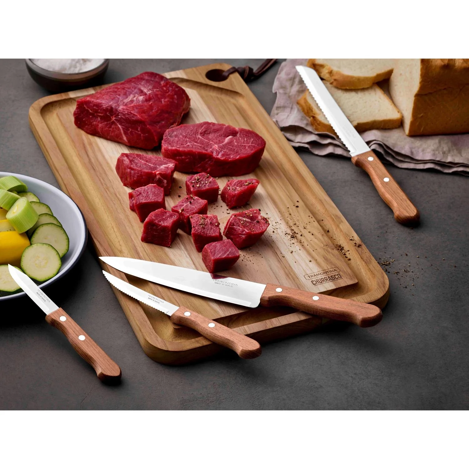 Tramontina 4-Piece Wood Handle Kitchen Knife Set - Image 9