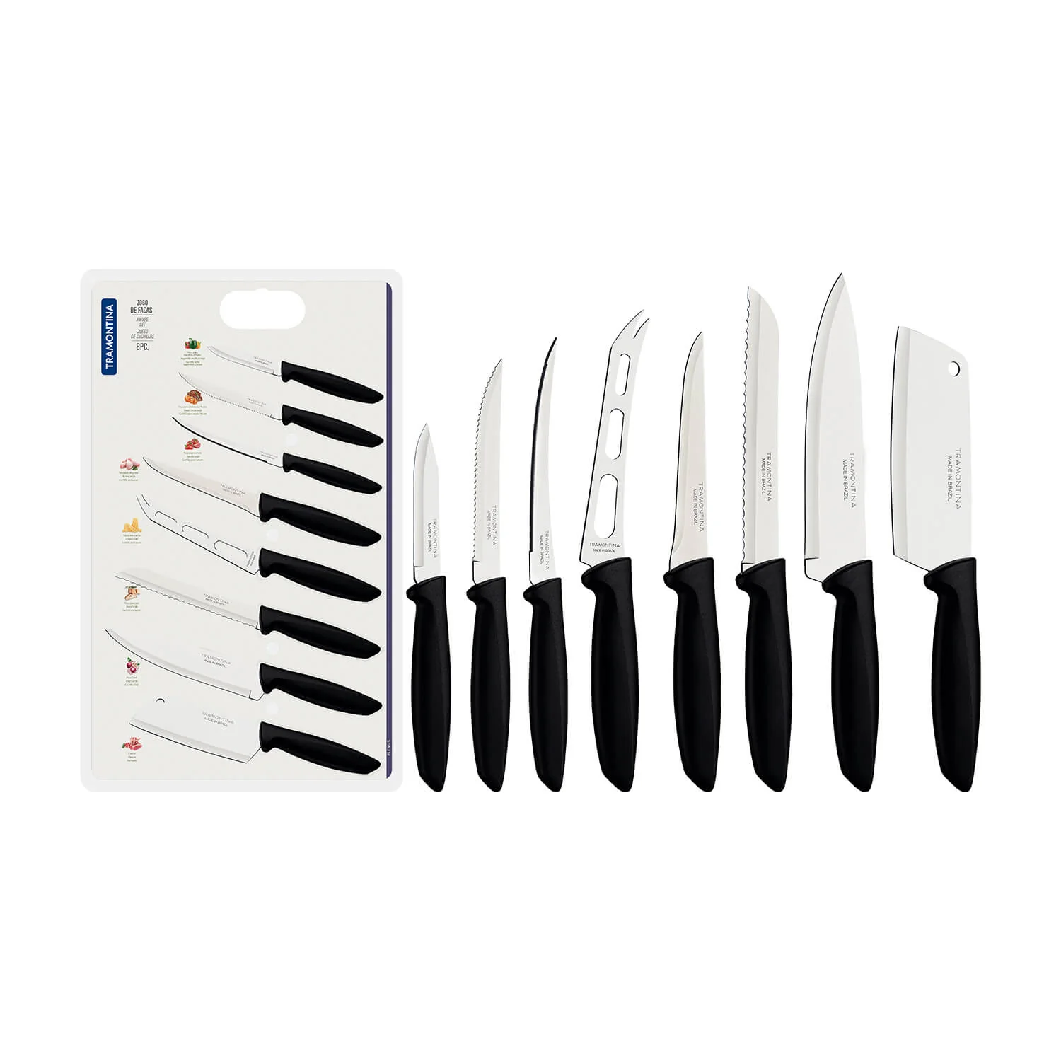 Tramontina 8-Piece Kitchen Knife Set - Black - Image 2