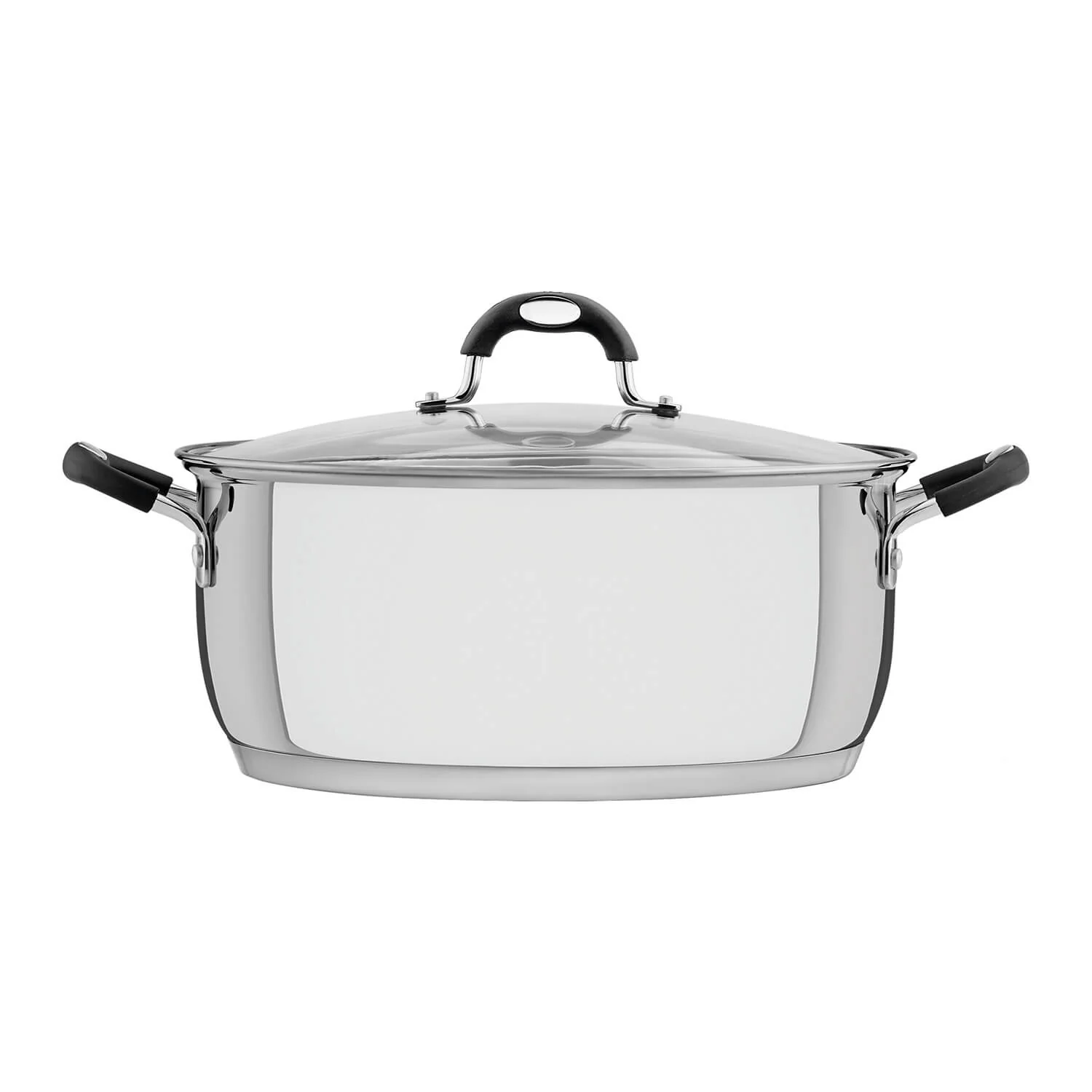 Tramontina Astro Silicone Stainless Steel Tri-Ply Shallow Casserole Dish with Glass Lid - 30cm
