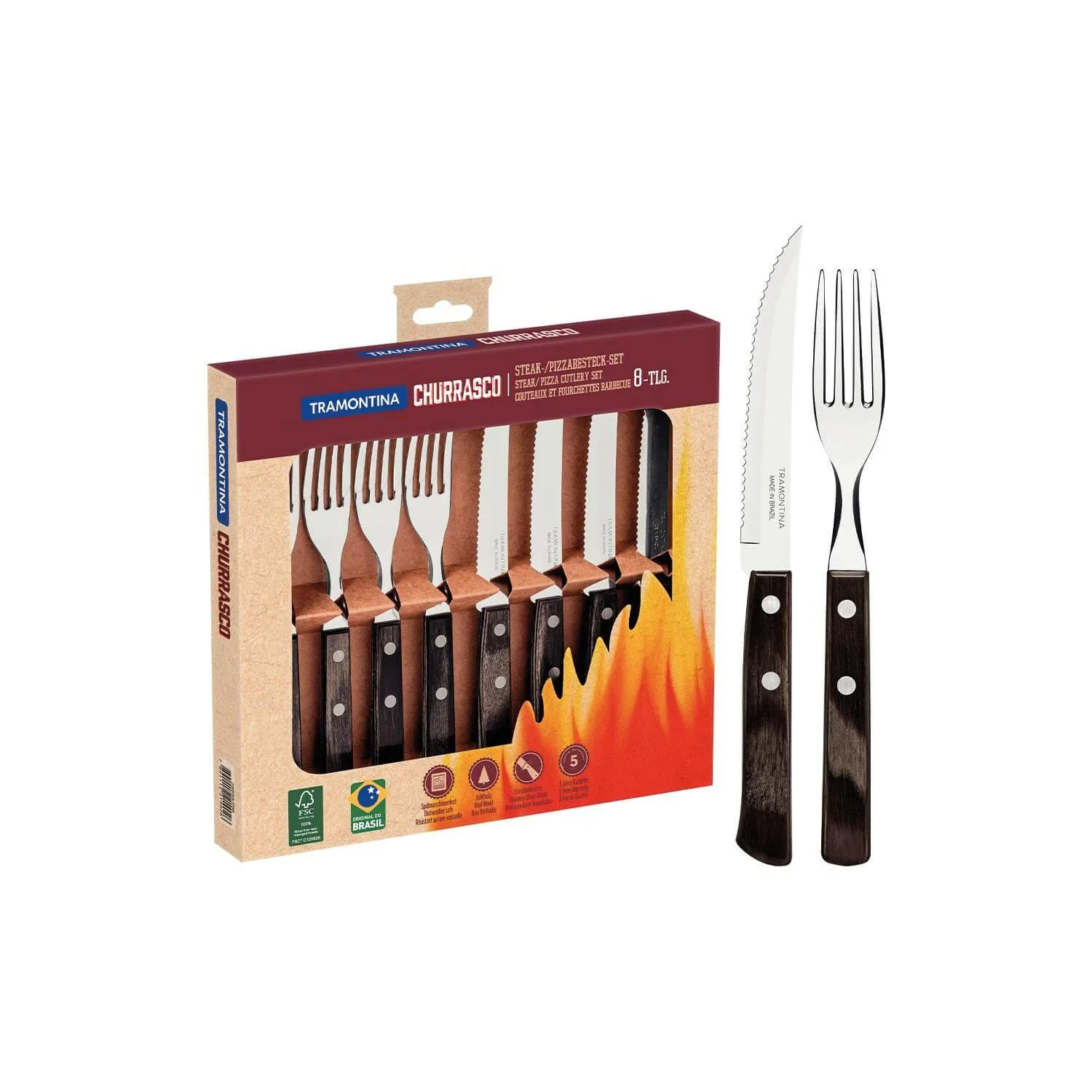 Tramontina Churrasco 8-Piece Steak Knife & Fork Set - Image 2