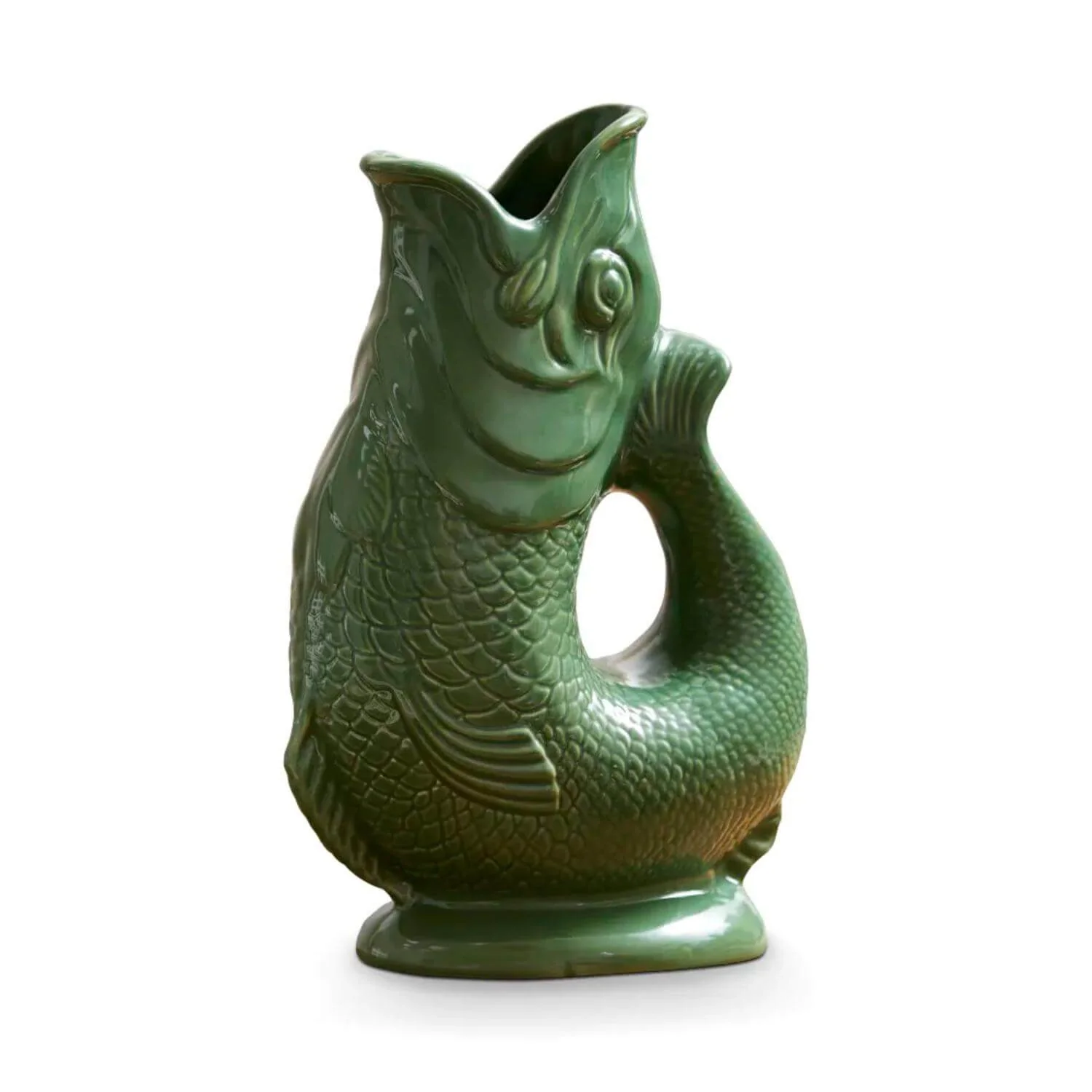 Wade Fish Earthenware 0.6 Litre Gluggle Jug - Forest Green