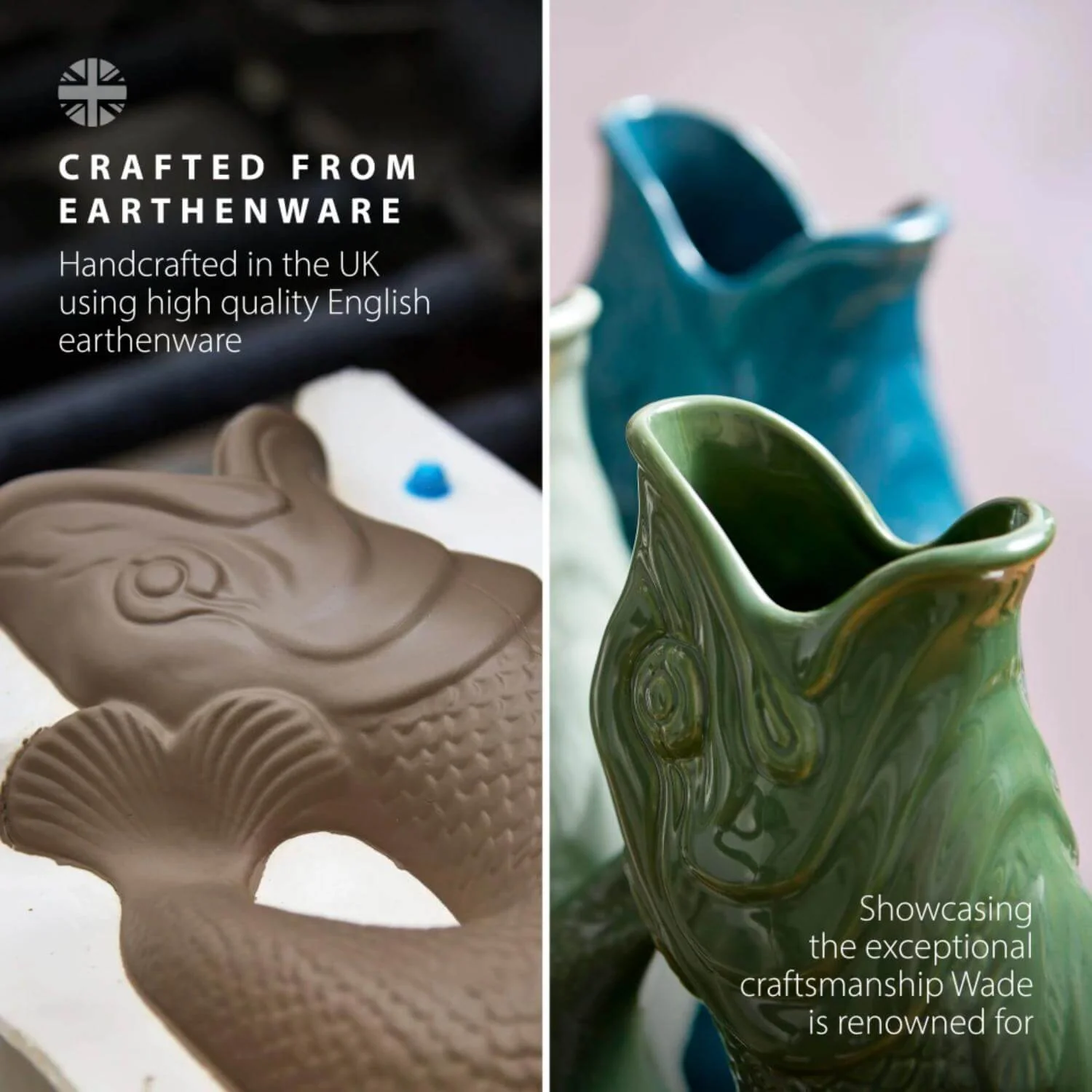 Wade Fish Earthenware 0.6 Litre Gluggle Jug - Forest Green - Image 4