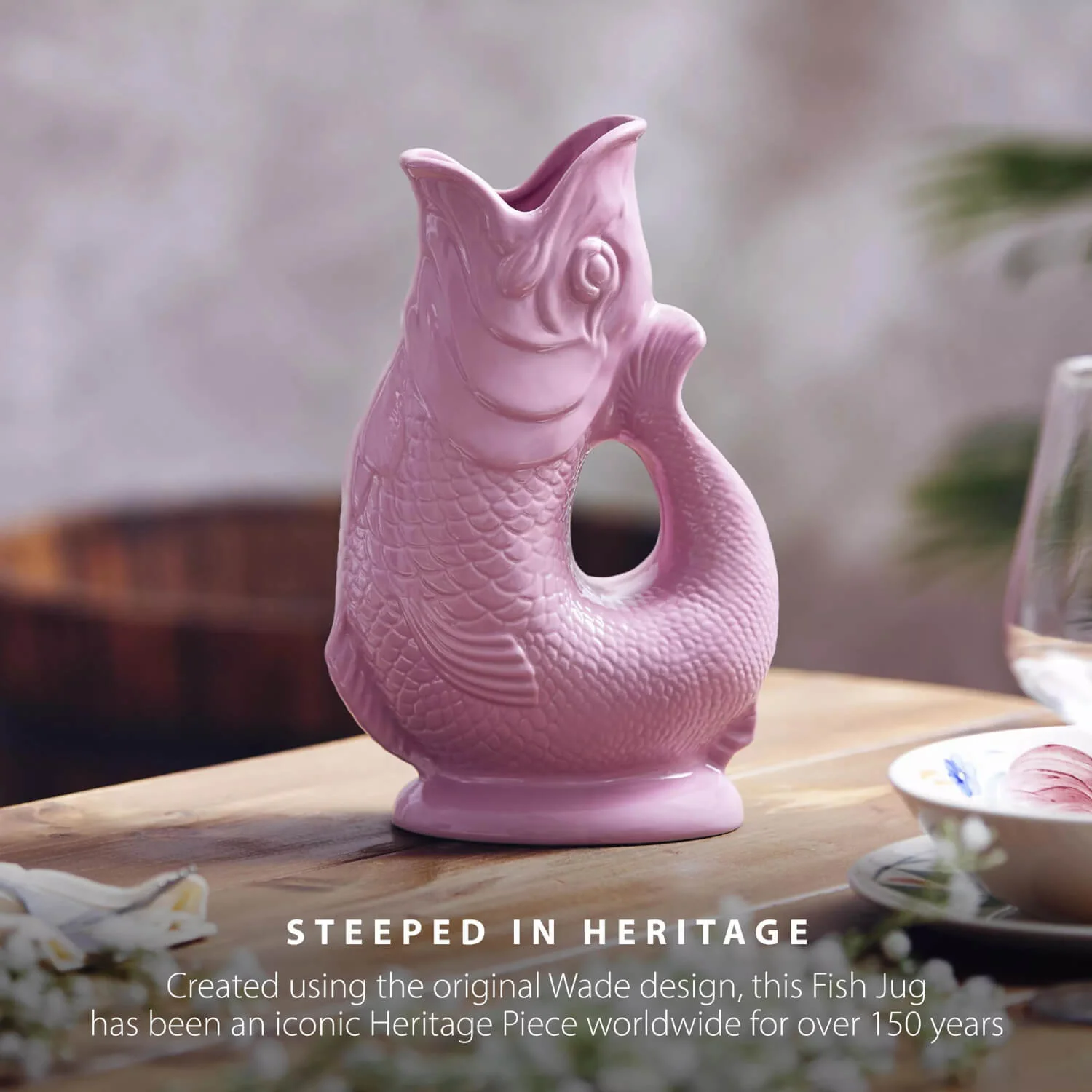 Wade Fish Earthenware 0.6 Litre Gluggle Jug - Pink - Image 3