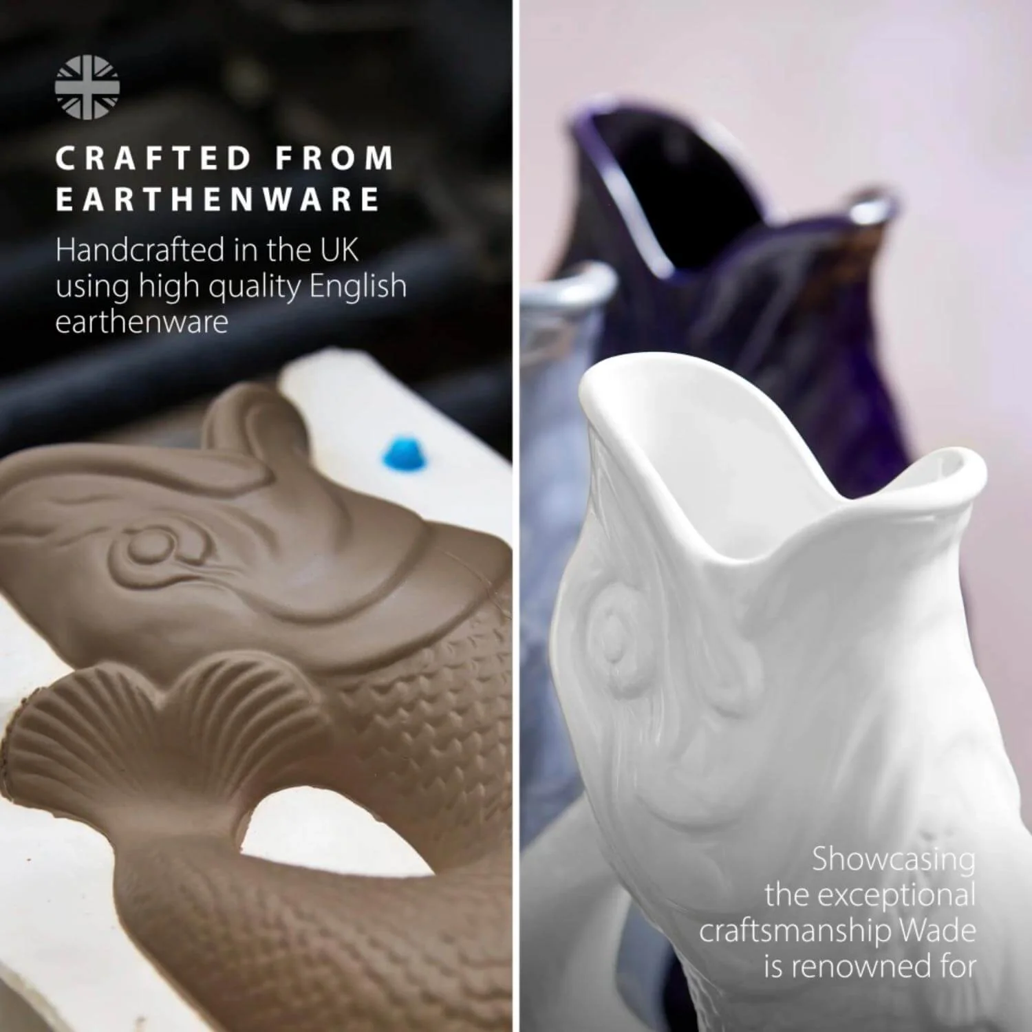 Wade Fish Earthenware 0.6 Litre Gluggle Jug - White - Image 4