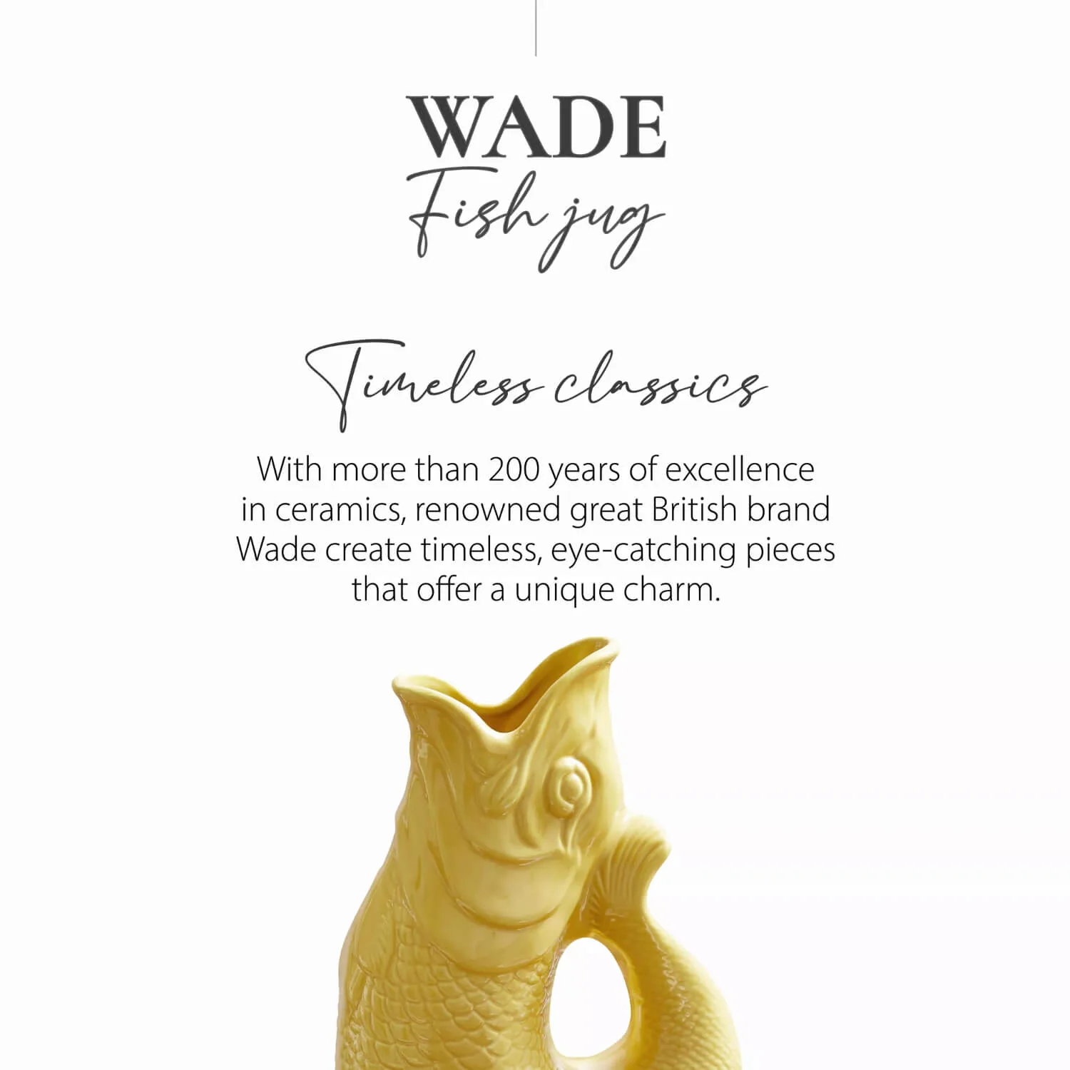 Wade Fish Earthenware 0.6 Litre Gluggle Jug - Yellow - Image 6