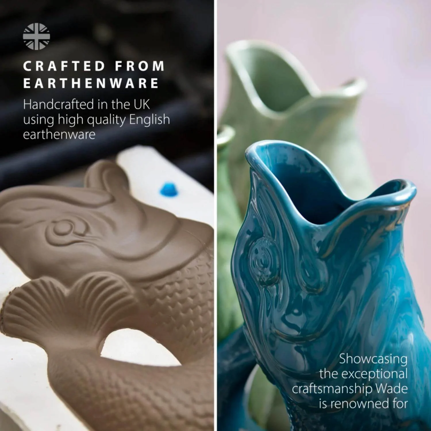 Wade Fish Earthenware 1.2 Litre Gluggle Jug - Agave - Image 5