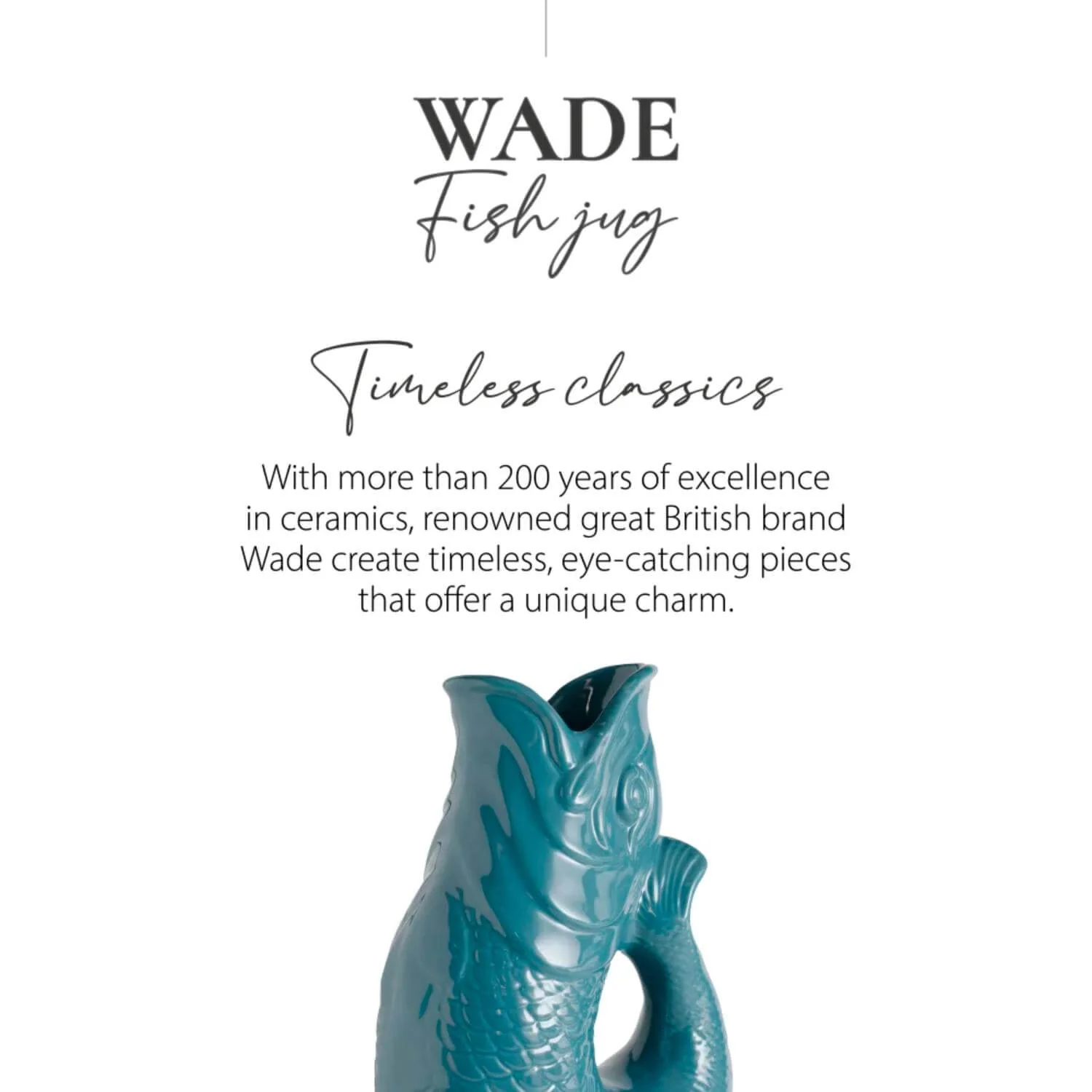 Wade Fish Earthenware 1.2 Litre Gluggle Jug - Agave - Image 6