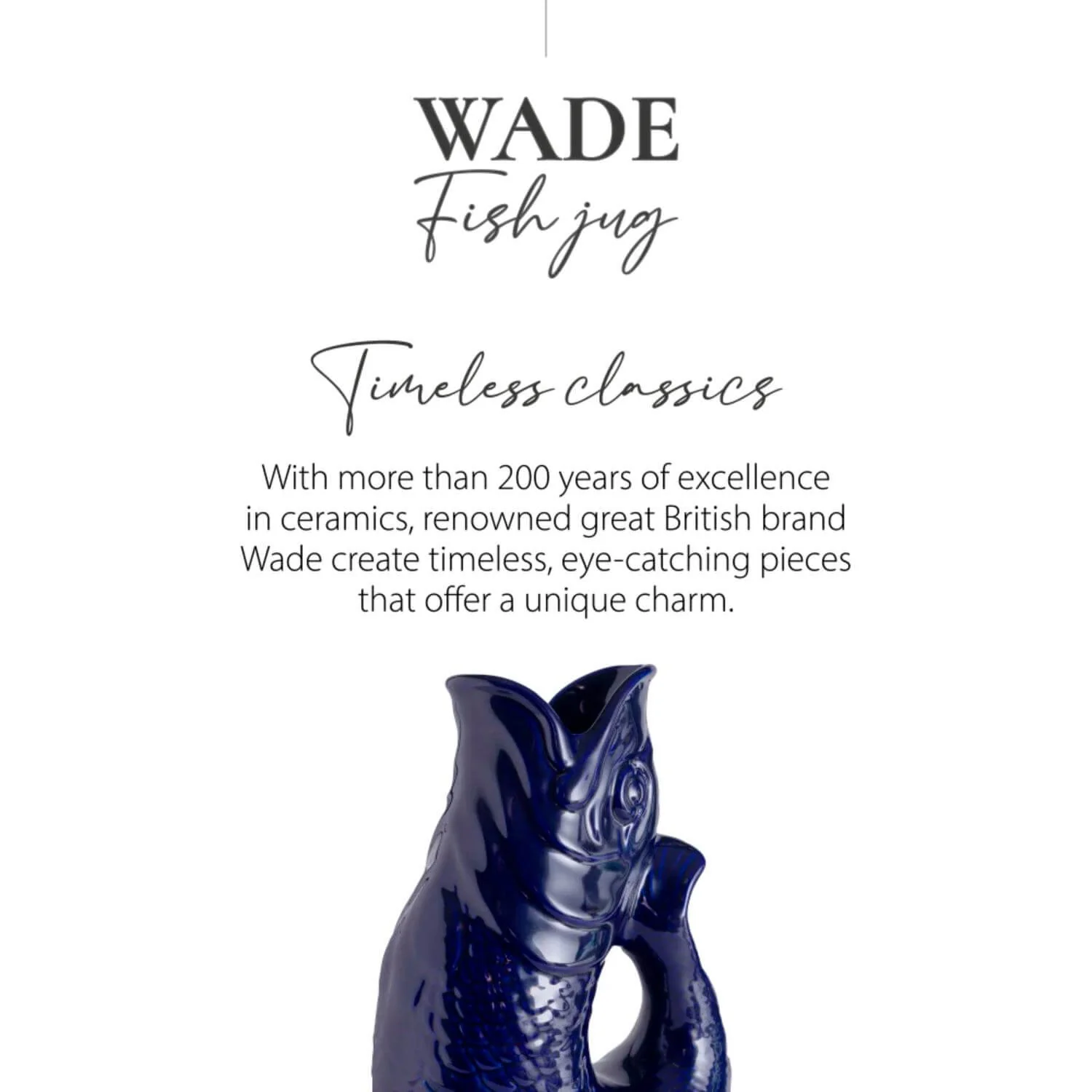 Wade Fish Earthenware 1.2 Litre Gluggle Jug - Cobalt - Image 6