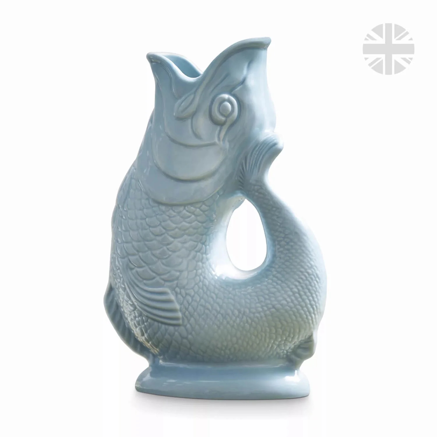 Wade Fish Earthenware 1.2 Litre Gluggle Jug - Eau De Nil