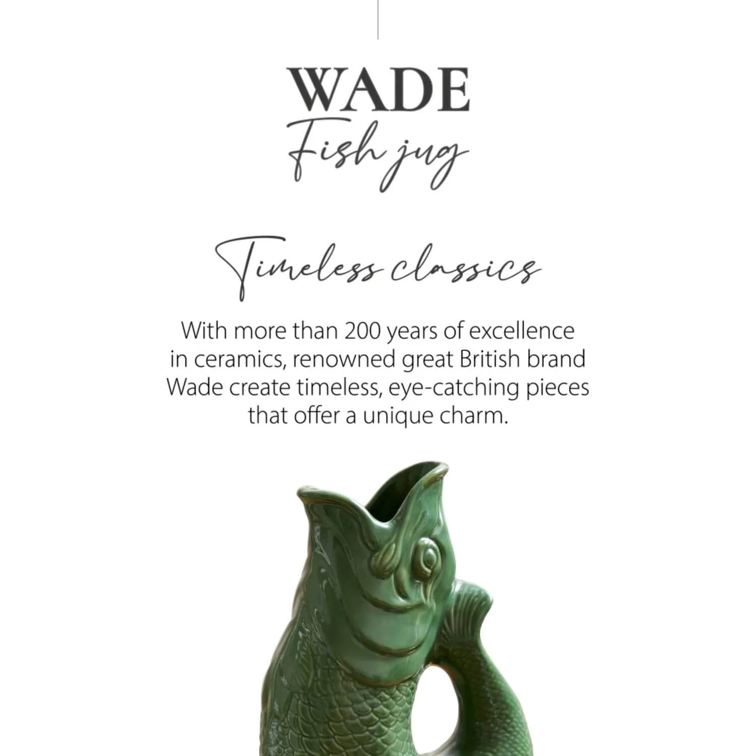 Wade Fish Earthenware 1.2 Litre Gluggle Jug - Forest Green - Image 6