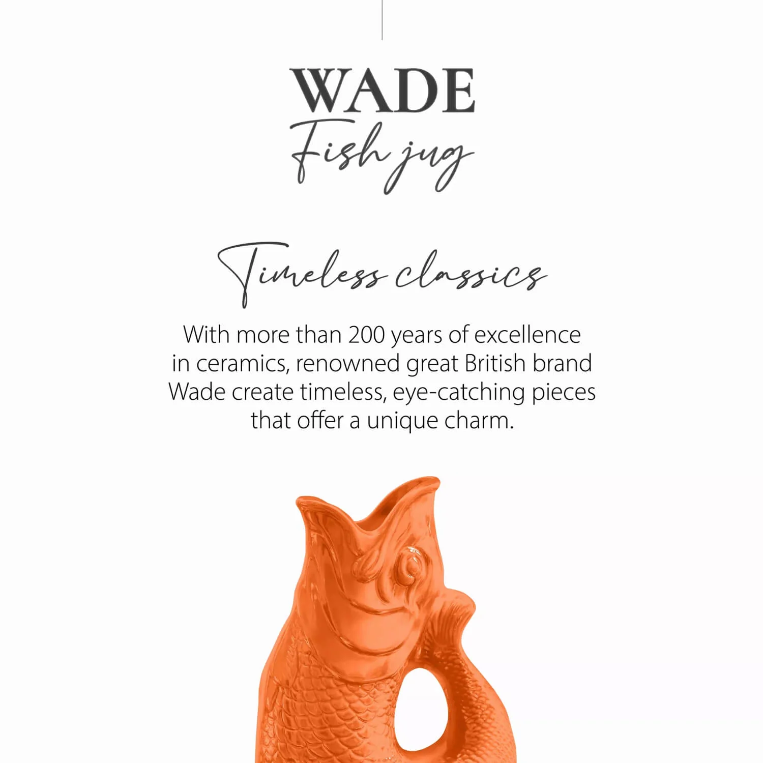 Wade Fish Earthenware 1.2 Litre Gluggle Jug - Orange - Image 6