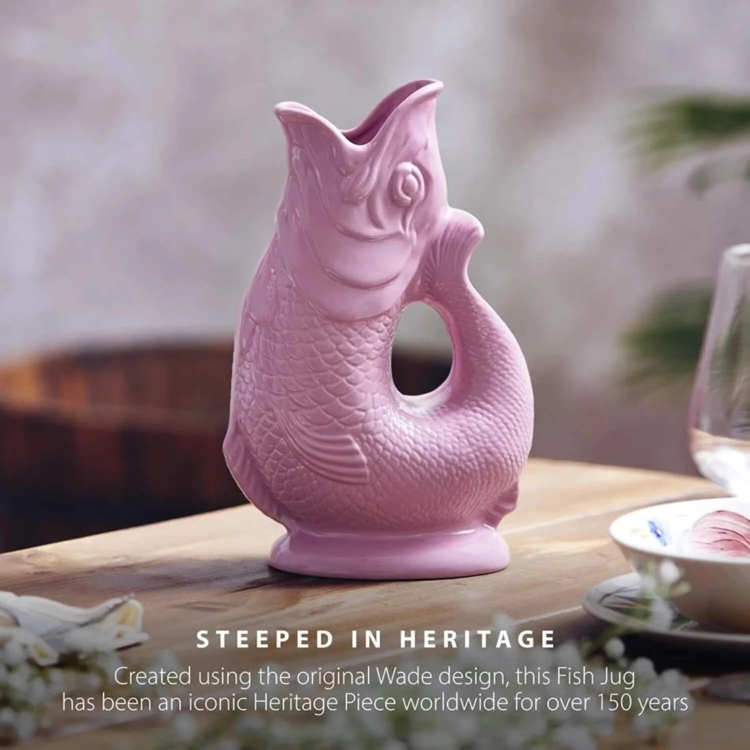 Wade Fish Earthenware 1.2 Litre Gluggle Jug - Pink - Image 3