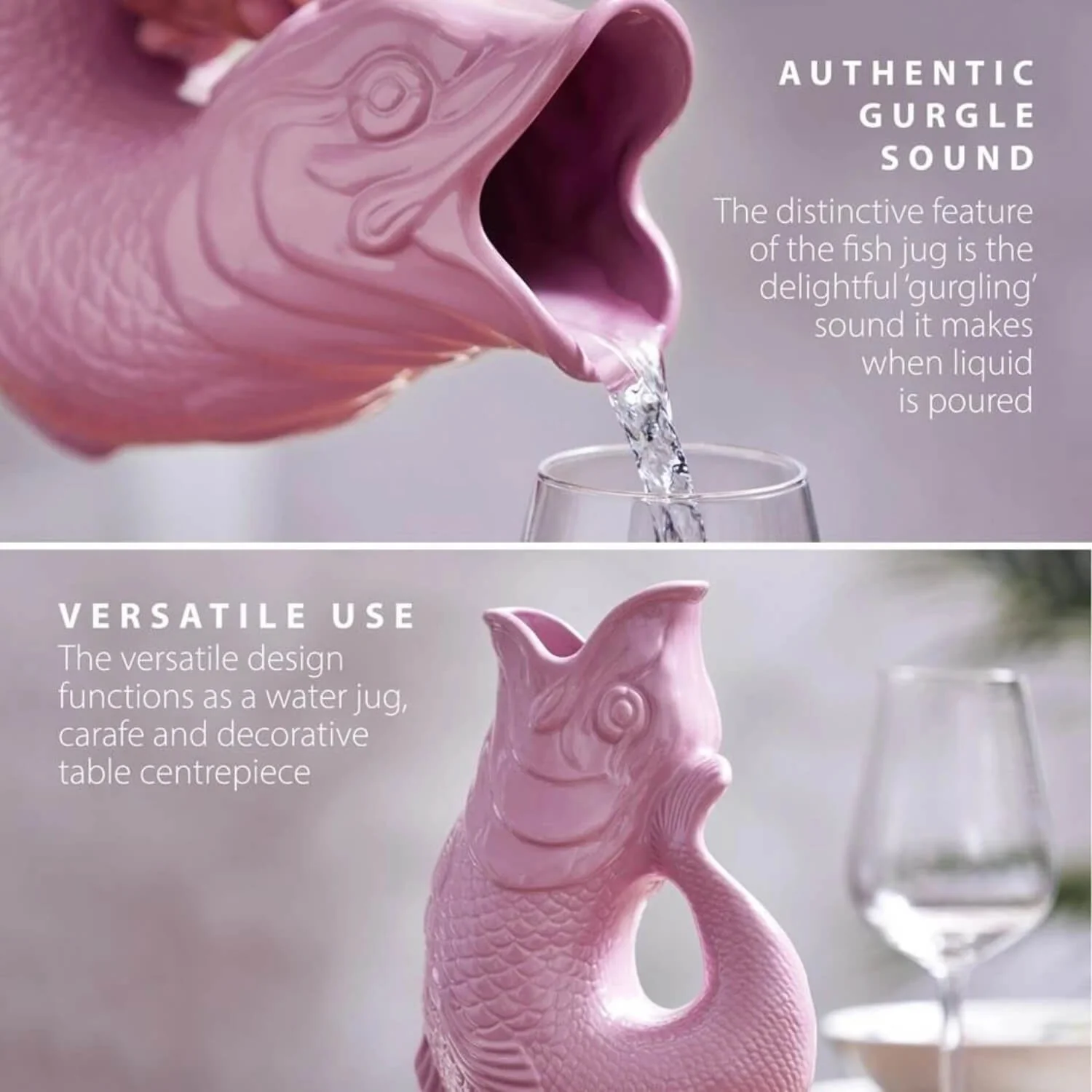 Wade Fish Earthenware 1.2 Litre Gluggle Jug - Pink - Image 4