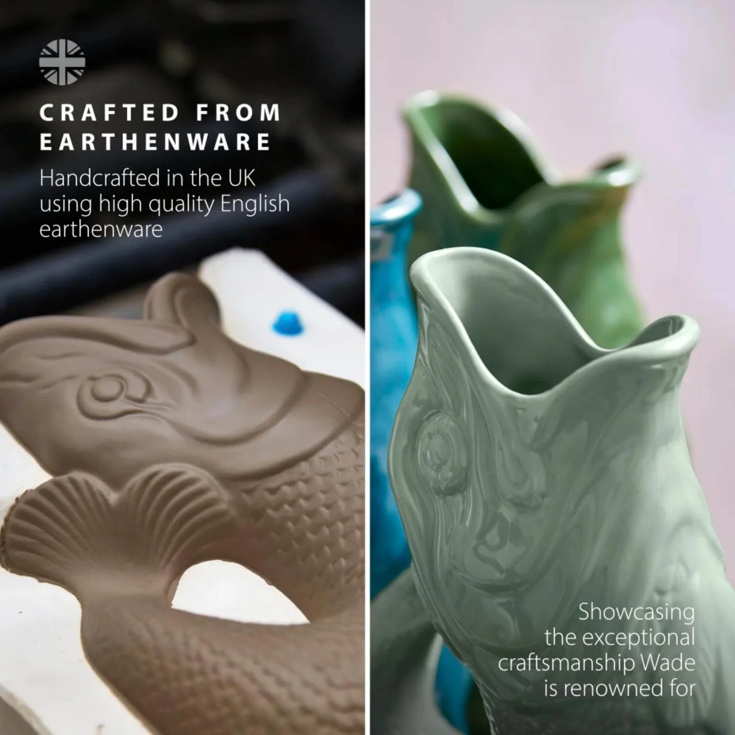 Wade Fish Earthenware 1.2 Litre Gluggle Jug - Sage - Image 5