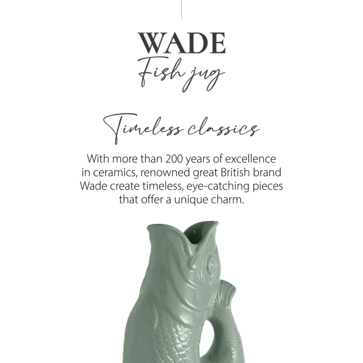 Wade Fish Earthenware 1.2 Litre Gluggle Jug - Sage - Image 6