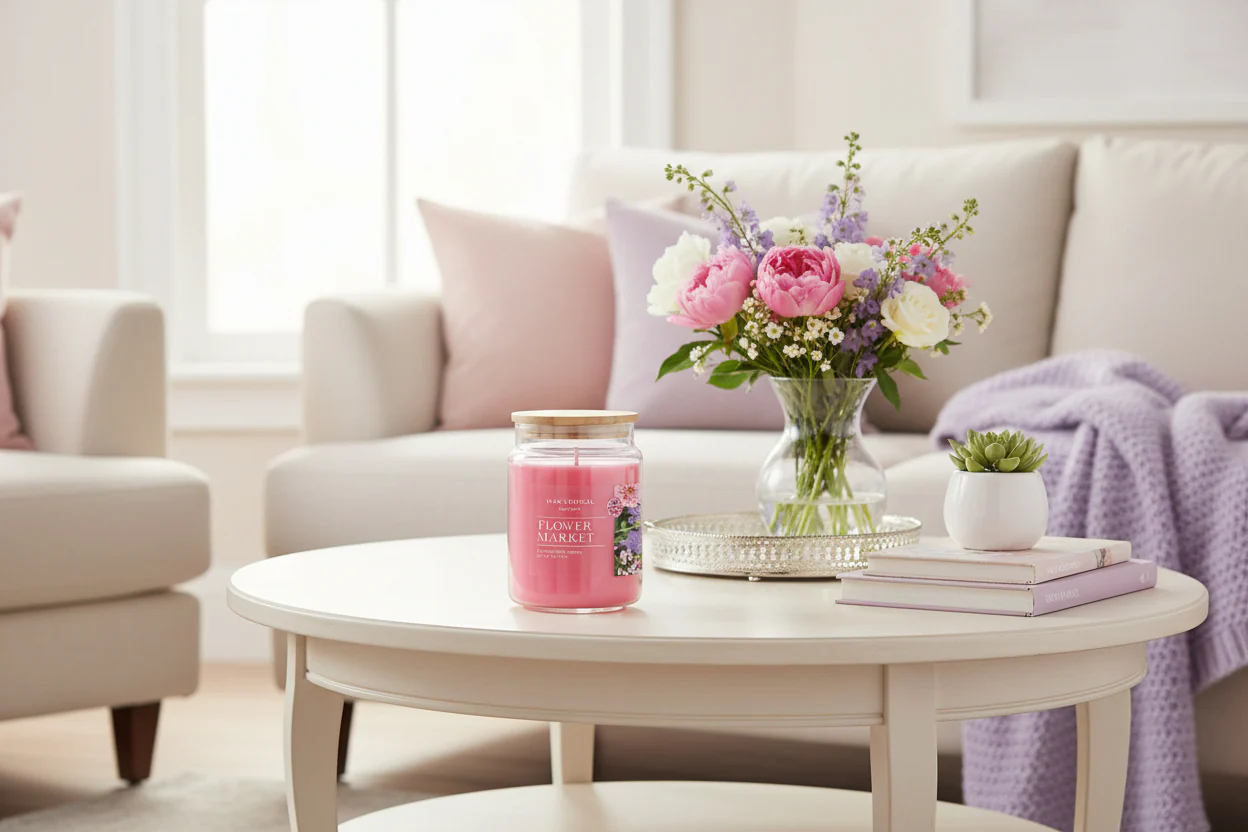 Wax Lyrical England Large Scented Candle Jar - Flower Market - Image 2
