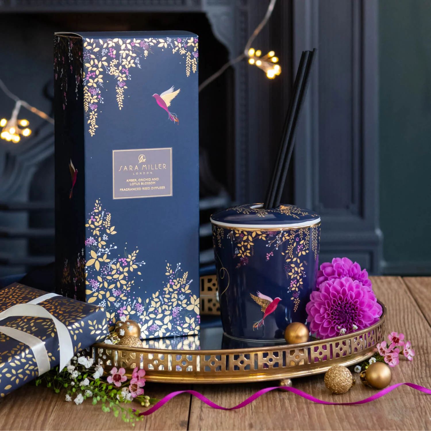 Wax Lyrical Sara Miller 200ml Ceramic Reed Diffuser - Amber, Orchid & Lotus Blossom - Image 4