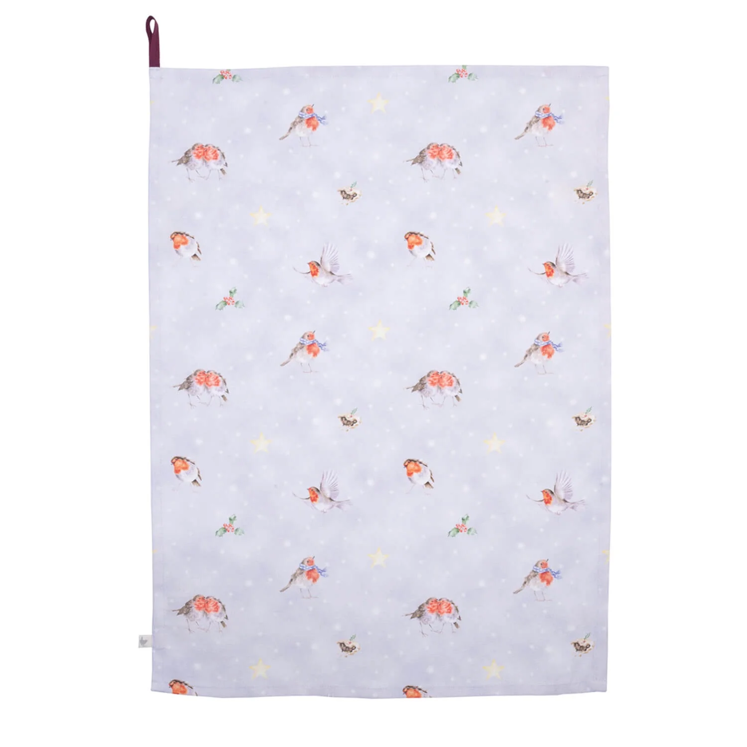 Wrendale Designs by Hannah Dale 100% Cotton Christmas Tea Towel - Season's Tweetings - Robin