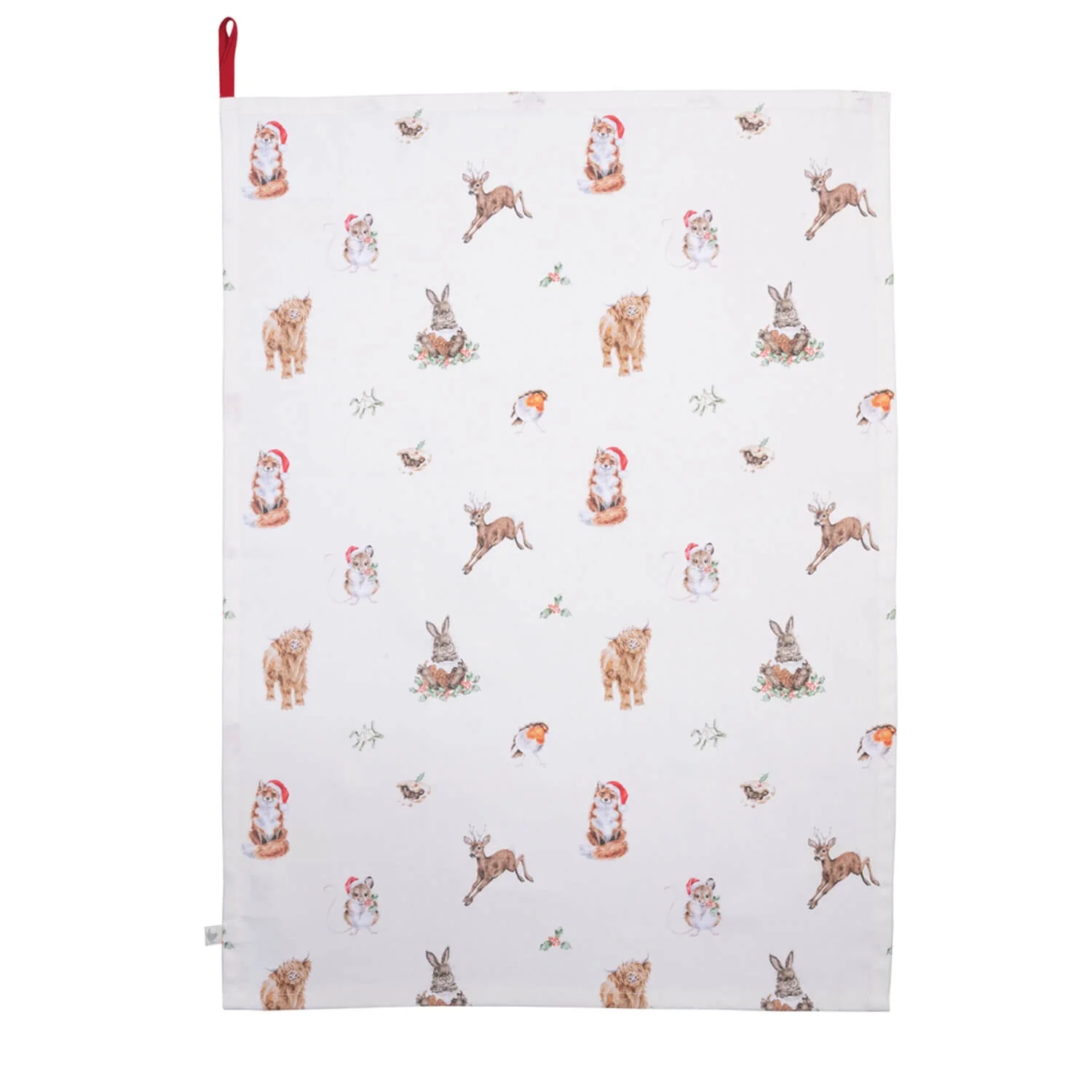 Wrendale Designs by Hannah Dale 100% Cotton Christmas Tea Towel - Winter Woodland