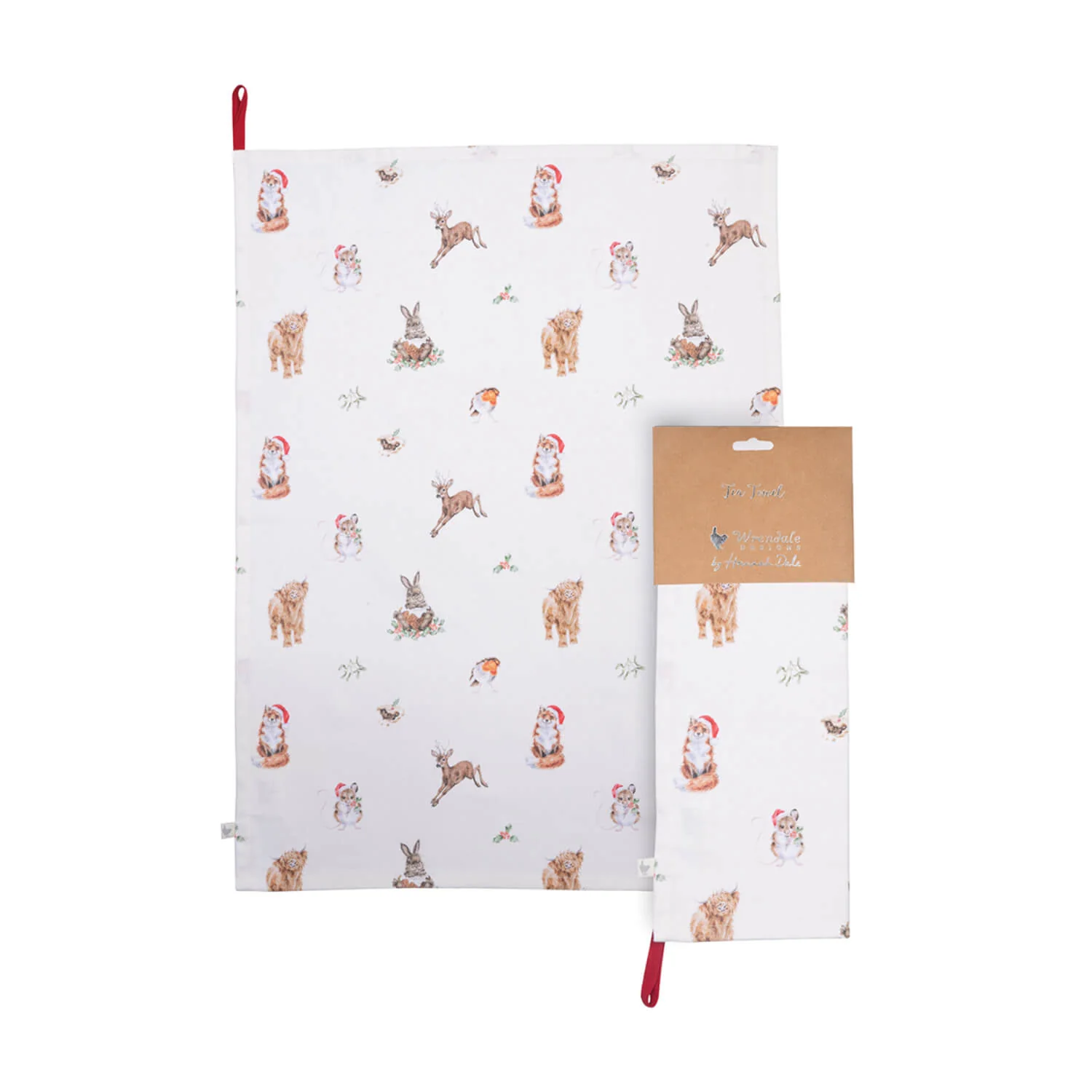Wrendale Designs by Hannah Dale 100% Cotton Christmas Tea Towel - Winter Woodland - Image 3