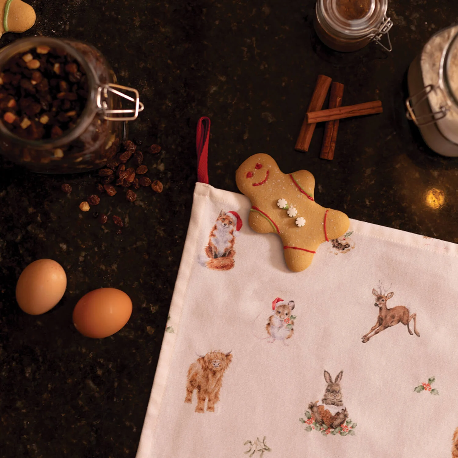 Wrendale Designs by Hannah Dale 100% Cotton Christmas Tea Towel - Winter Woodland - Image 5