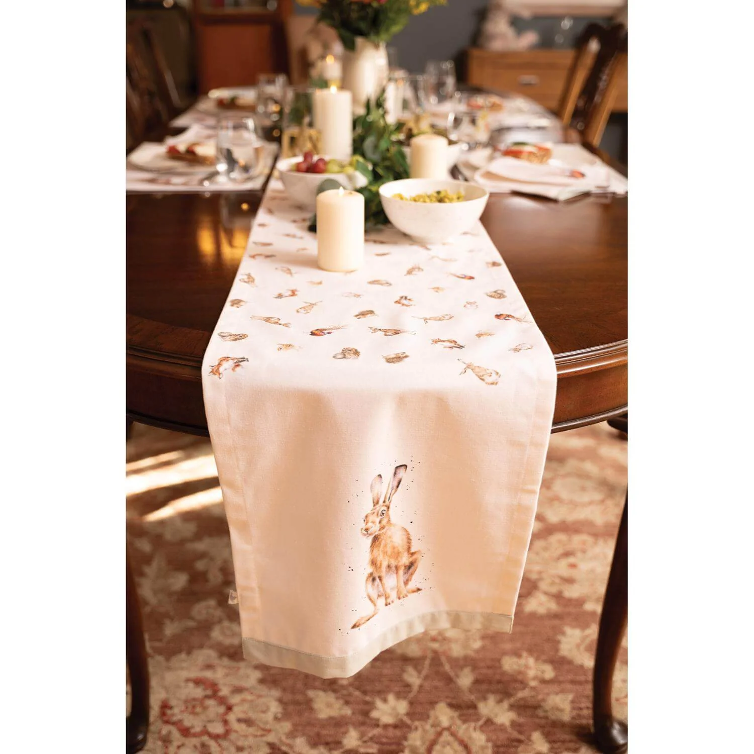 Wrendale Designs by Hannah Dale 100% Cotton Fabric Table Runner - Woodlanders - Image 6
