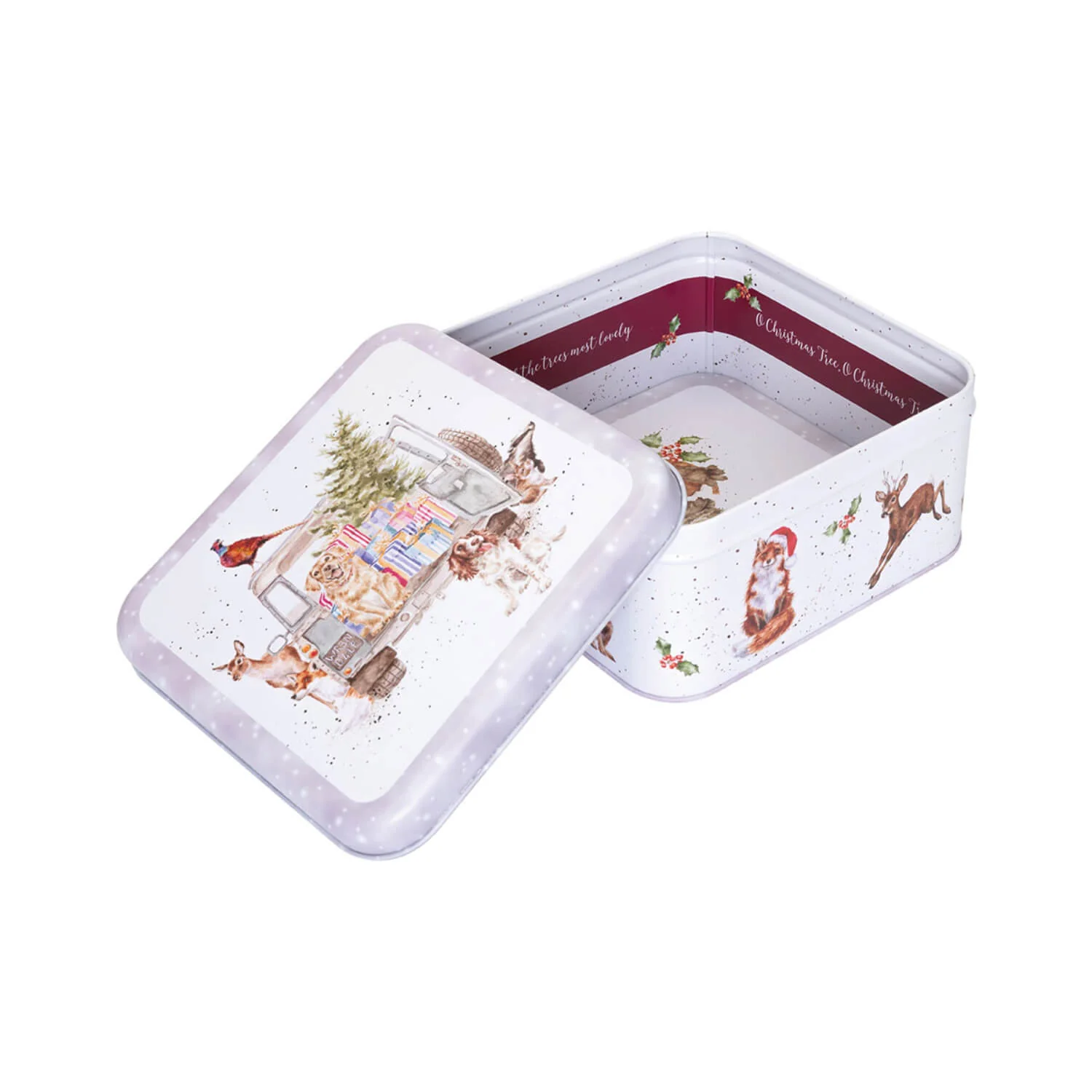 Wrendale Designs by Hannah Dale 16.7cm Square Christmas Tin - Winter Woodland - Image 6