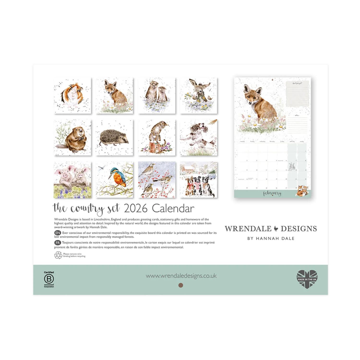 Wrendale Designs by Hannah Dale 2026 Landscape Calendar - The Country Set - Image 3