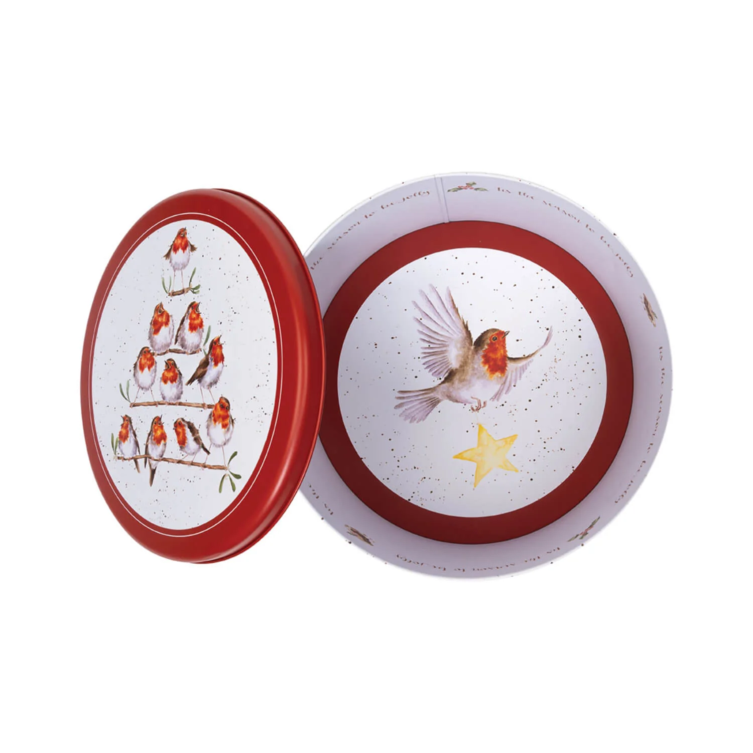 Wrendale Designs by Hannah Dale 22cm Round Christmas Tin - Rockin' Robins - Image 4