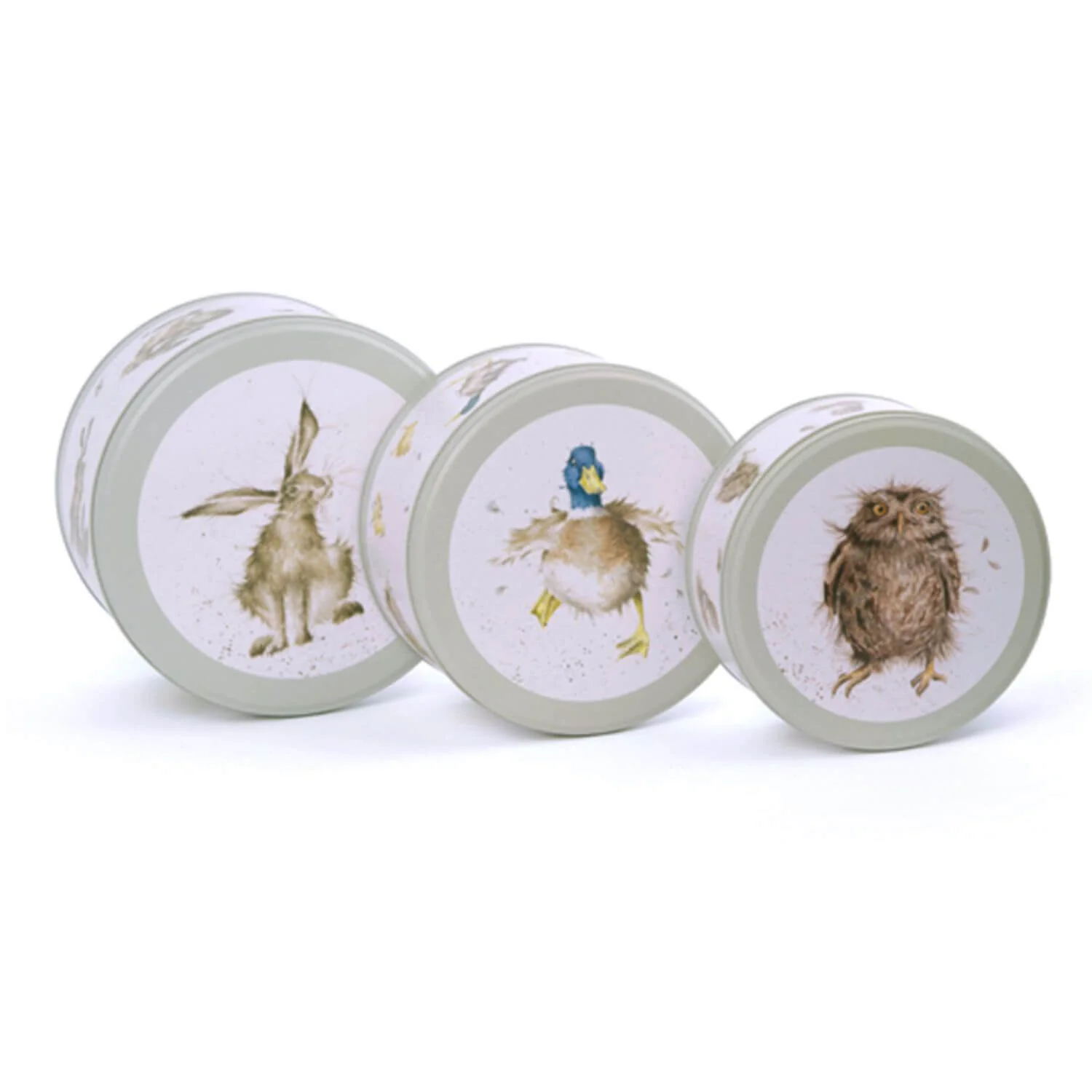 Wrendale Designs by Hannah Dale 3 Piece Cake Tin Nest - Hare, Duck & Owl - Image 2