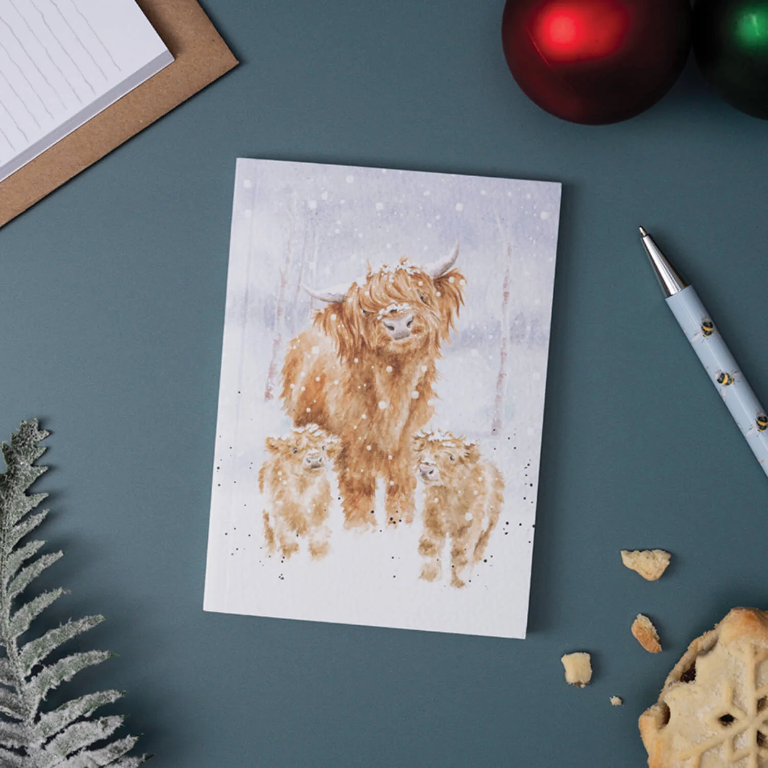 Wrendale Designs by Hannah Dale Christmas A6 Notebook - A Highland Christmas - Cow - Image 2