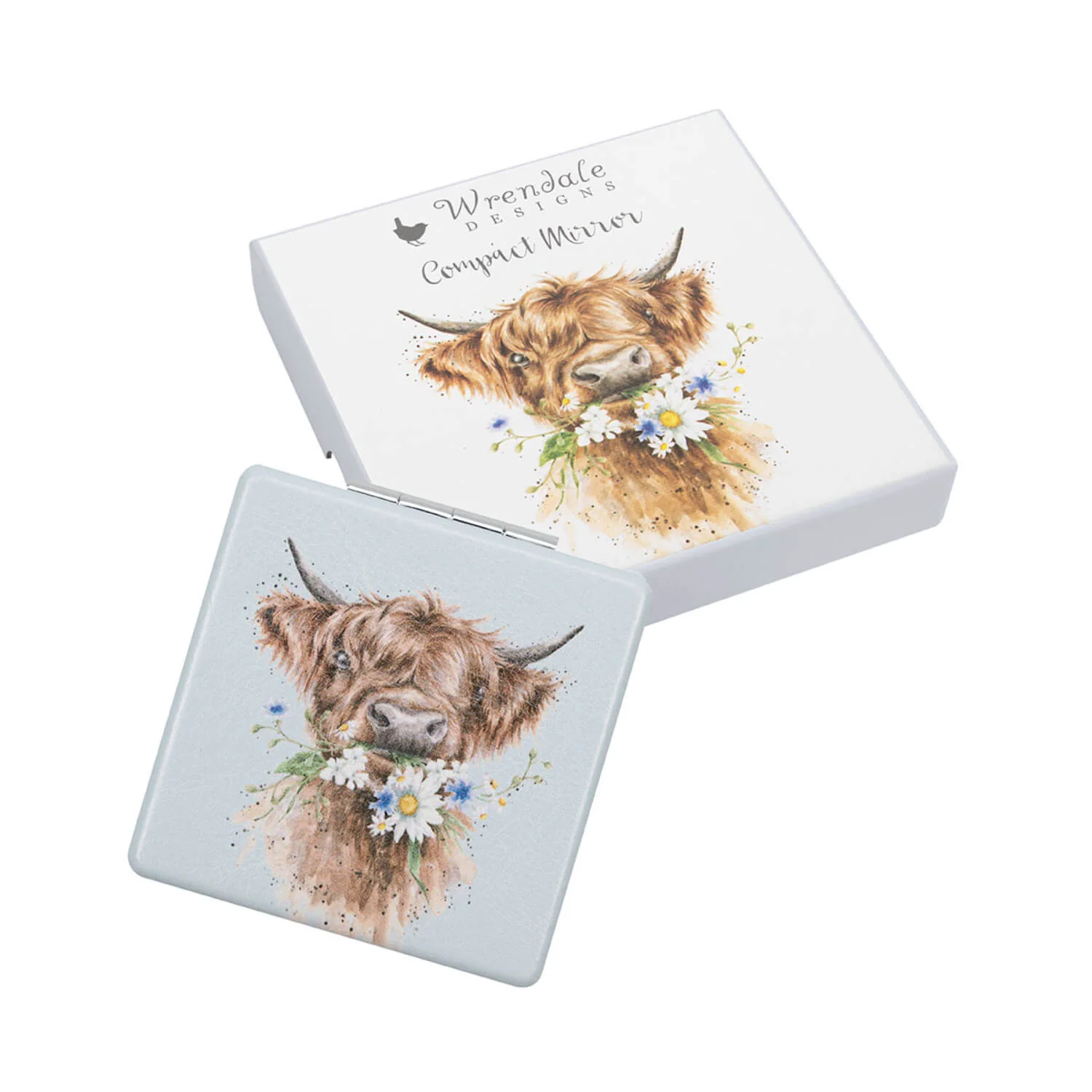 Wrendale Designs by Hannah Dale Compact Mirror - Daisy Coo - Highland Cow - Image 2