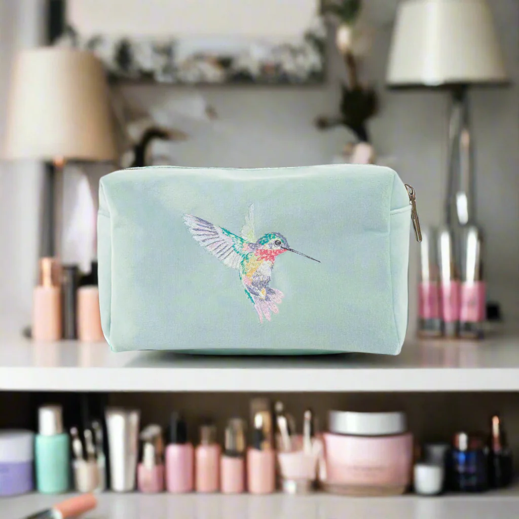 Wrendale Designs by Hannah Dale Embroidered Make Up Bag - Wisteria Wishes - Hummingbird - Image 3