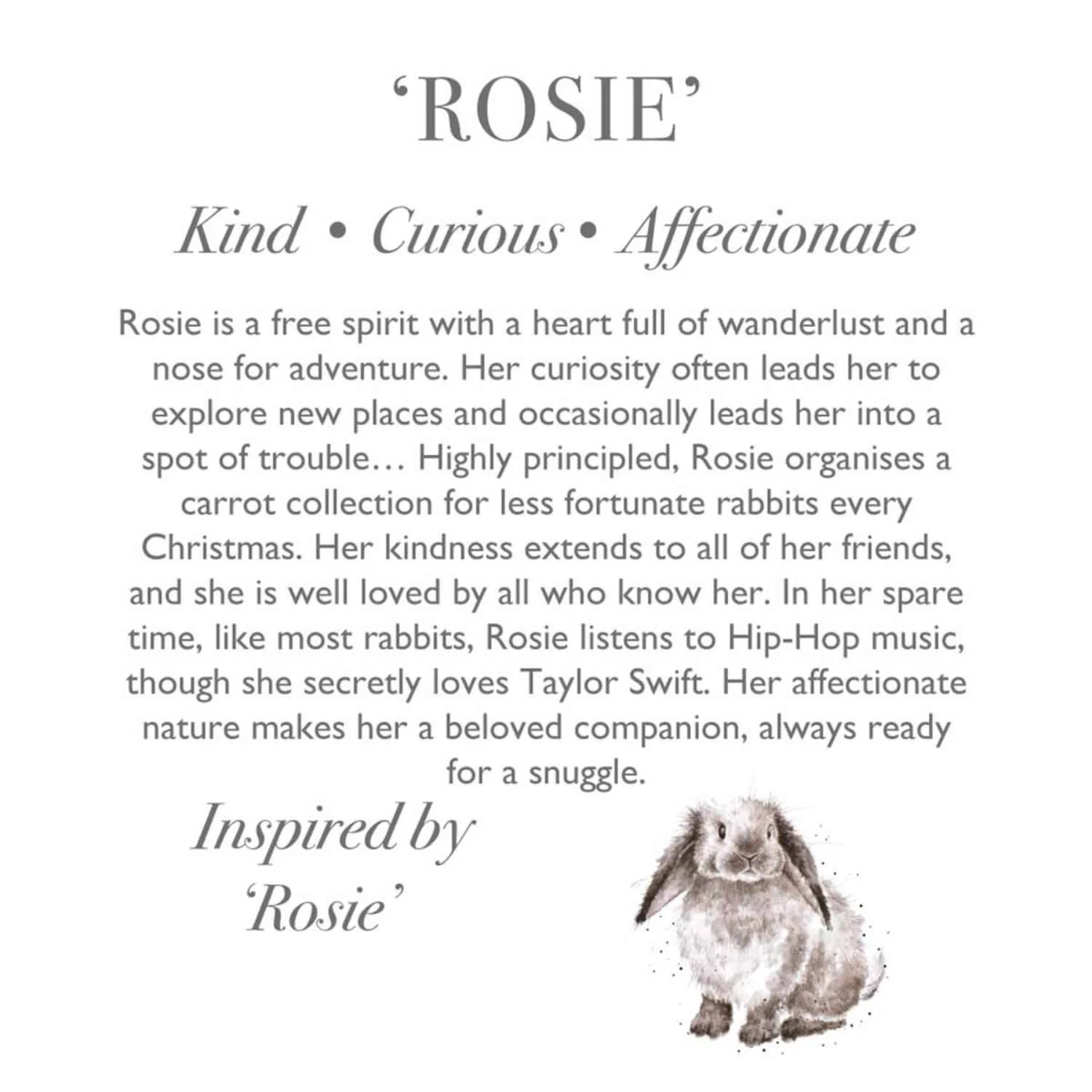 Wrendale Designs by Hannah Dale Junior Plush Toy - Rosie Rabbit - Image 3