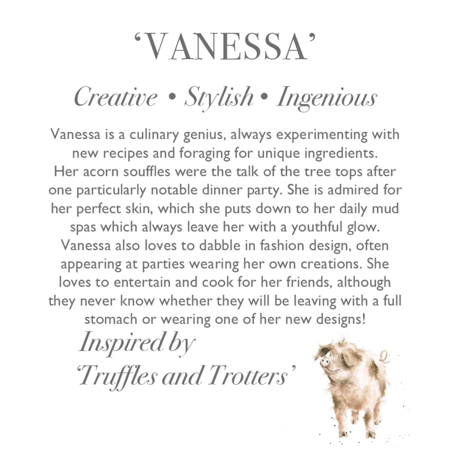 Wrendale Designs by Hannah Dale Junior Plush Toy - Vanessa the Pig - Image 2