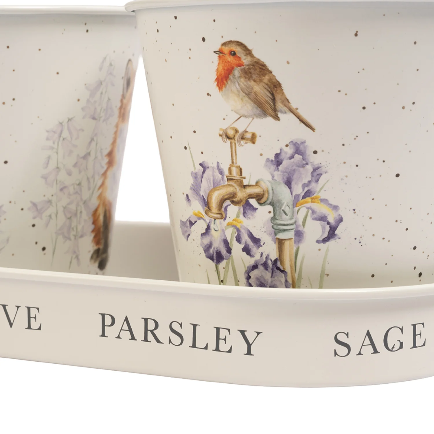 Wrendale Designs by Hannah Dale Set of 3 Herb Pots & Tray - Woodland - Image 2
