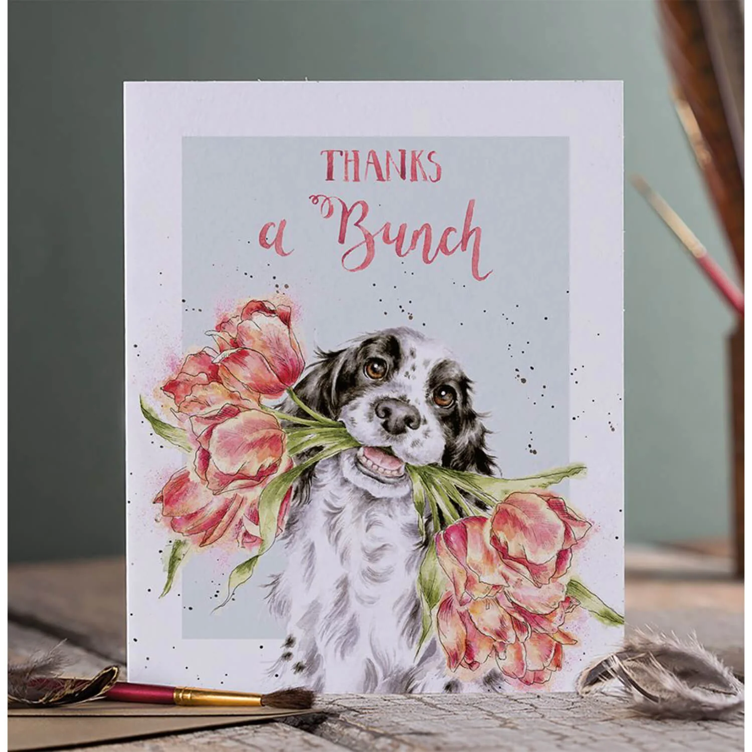 Wrendale Designs by Hannah Dale 'Thanks A Bunch' Thank You Card - Spaniel - Image 2
