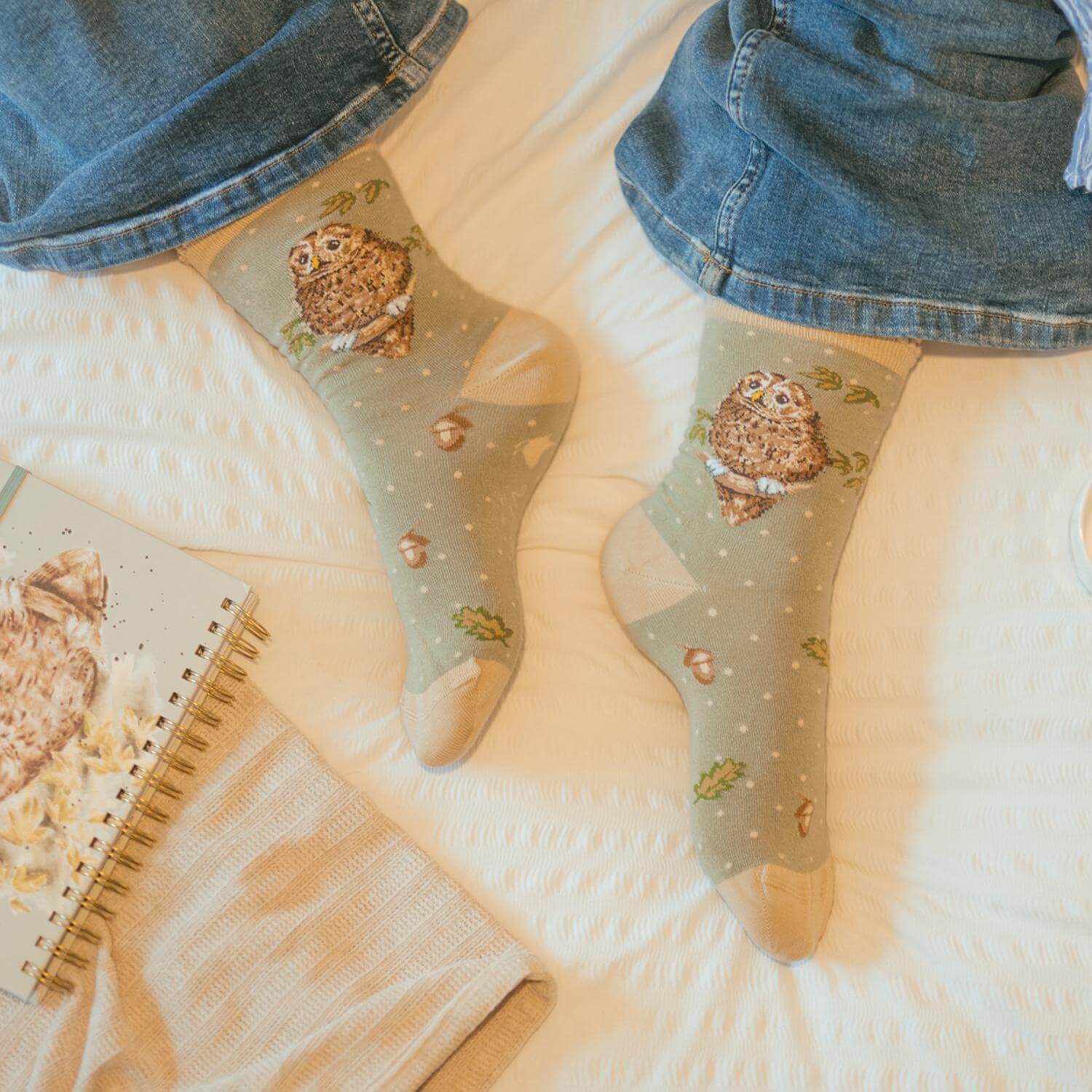Wrendale Designs by Hannah Dale Ladies Bamboo Socks - Treetops - Owl - Image 2
