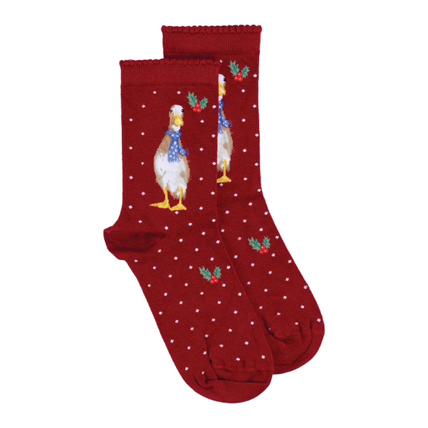 Wrendale Designs by Hannah Dale Ladies Christmas Bamboo Socks - Christmas Scarves - Duck - Image 3