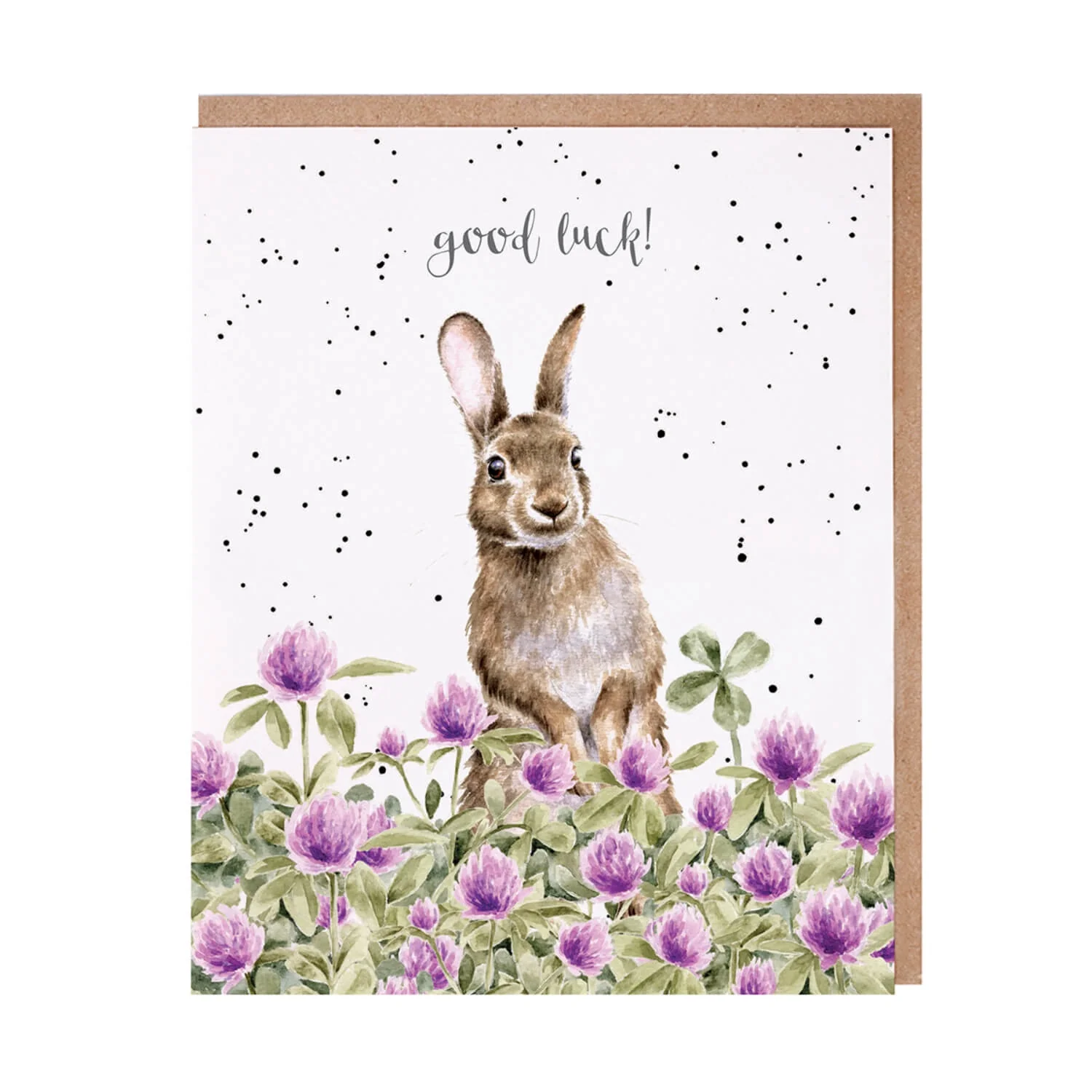 Wrendale Designs Card by Hannah Dale Good Luck Card - The Clover Patch - Rabbit
