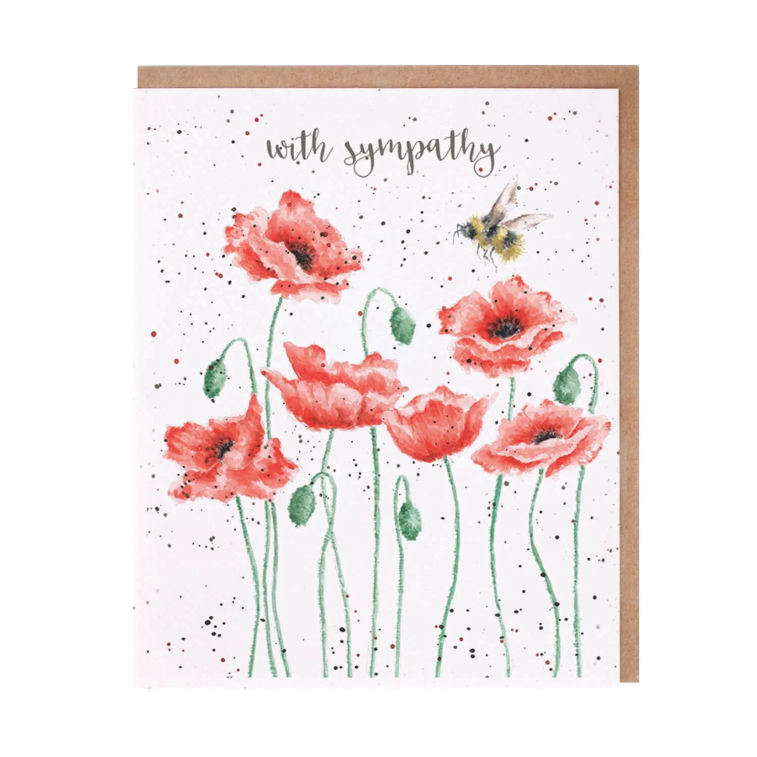 Wrendale Designs Card by Hannah Dale Sympathy Card - Poppies & Bee