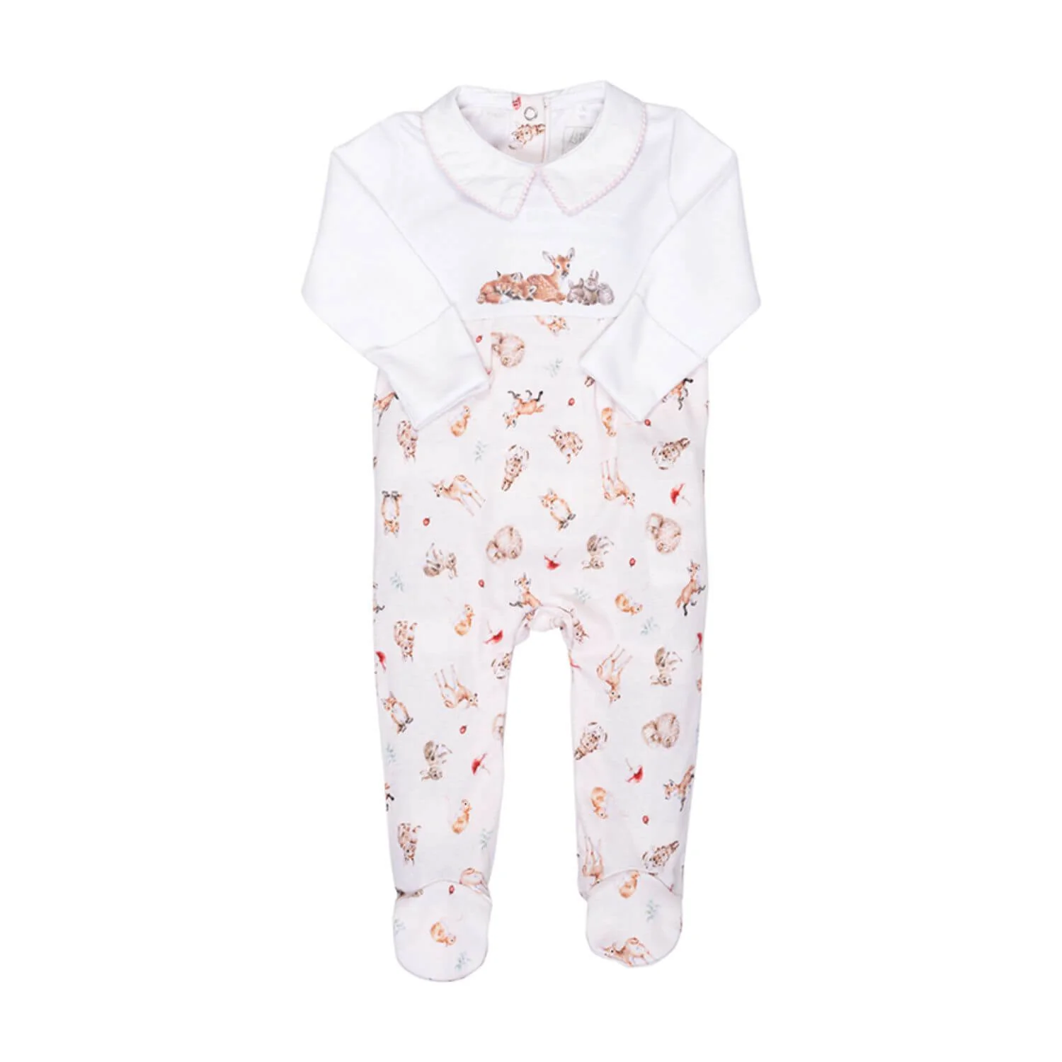 Wrendale Designs Lttle Wren Little Forest Placement Printed Babygrow - 3-6 Months