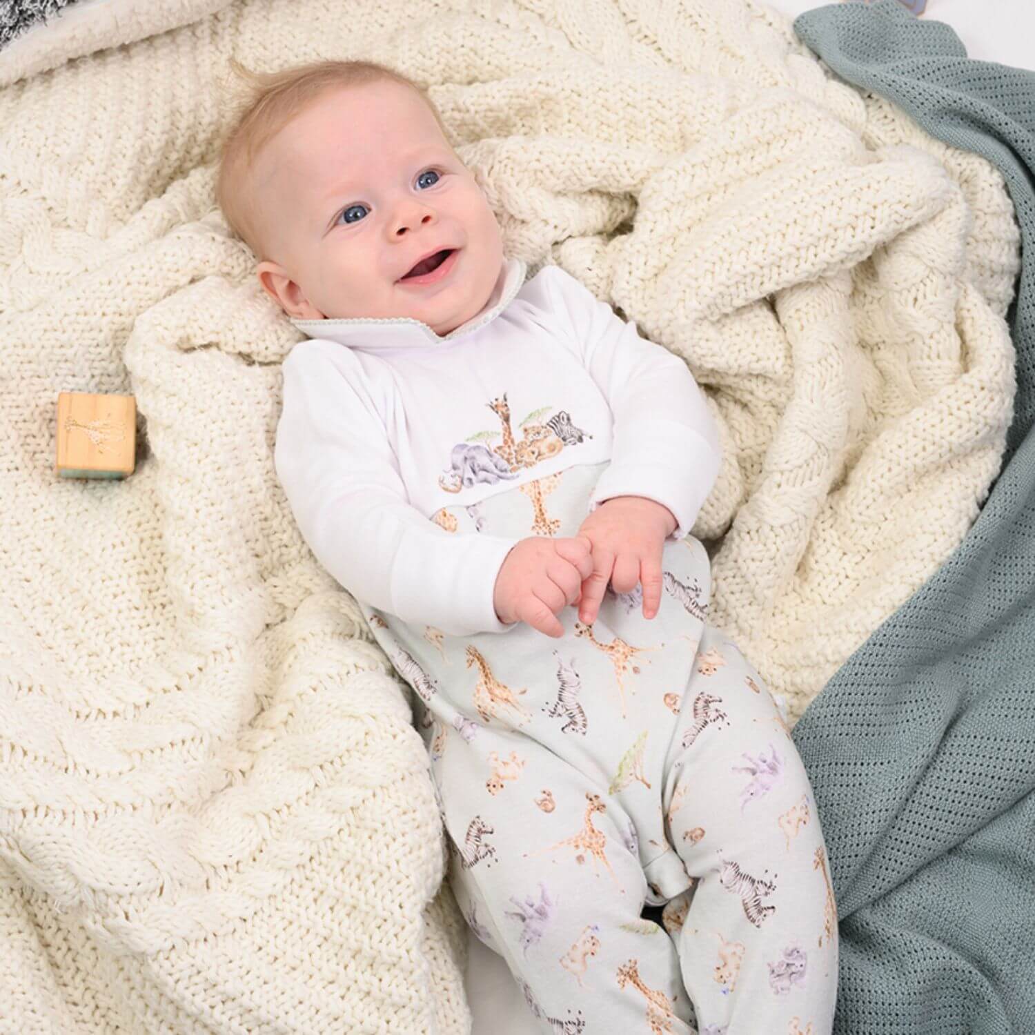 Wrendale Designs Little Wren Little Savannah Placement Printed Babygrow - 0-3 Months - Image 2
